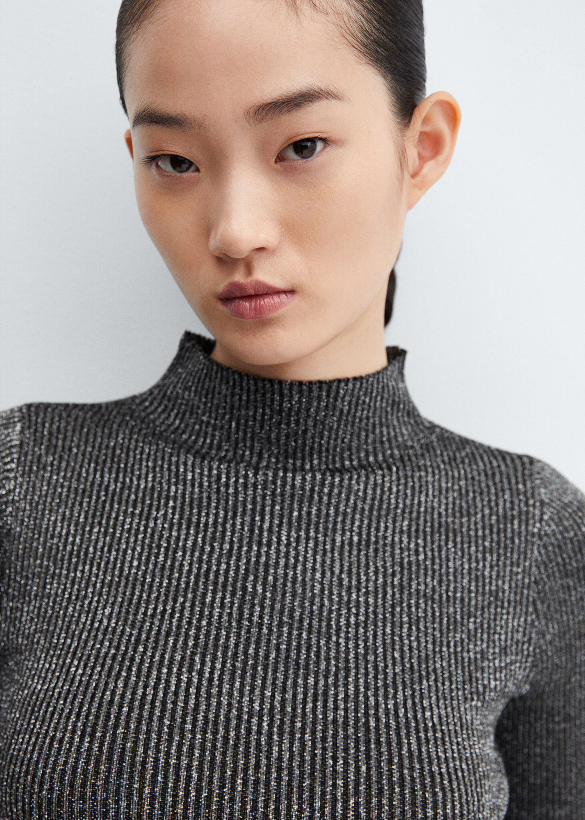 Lurex sweater with perkins neck - Details of the article 1