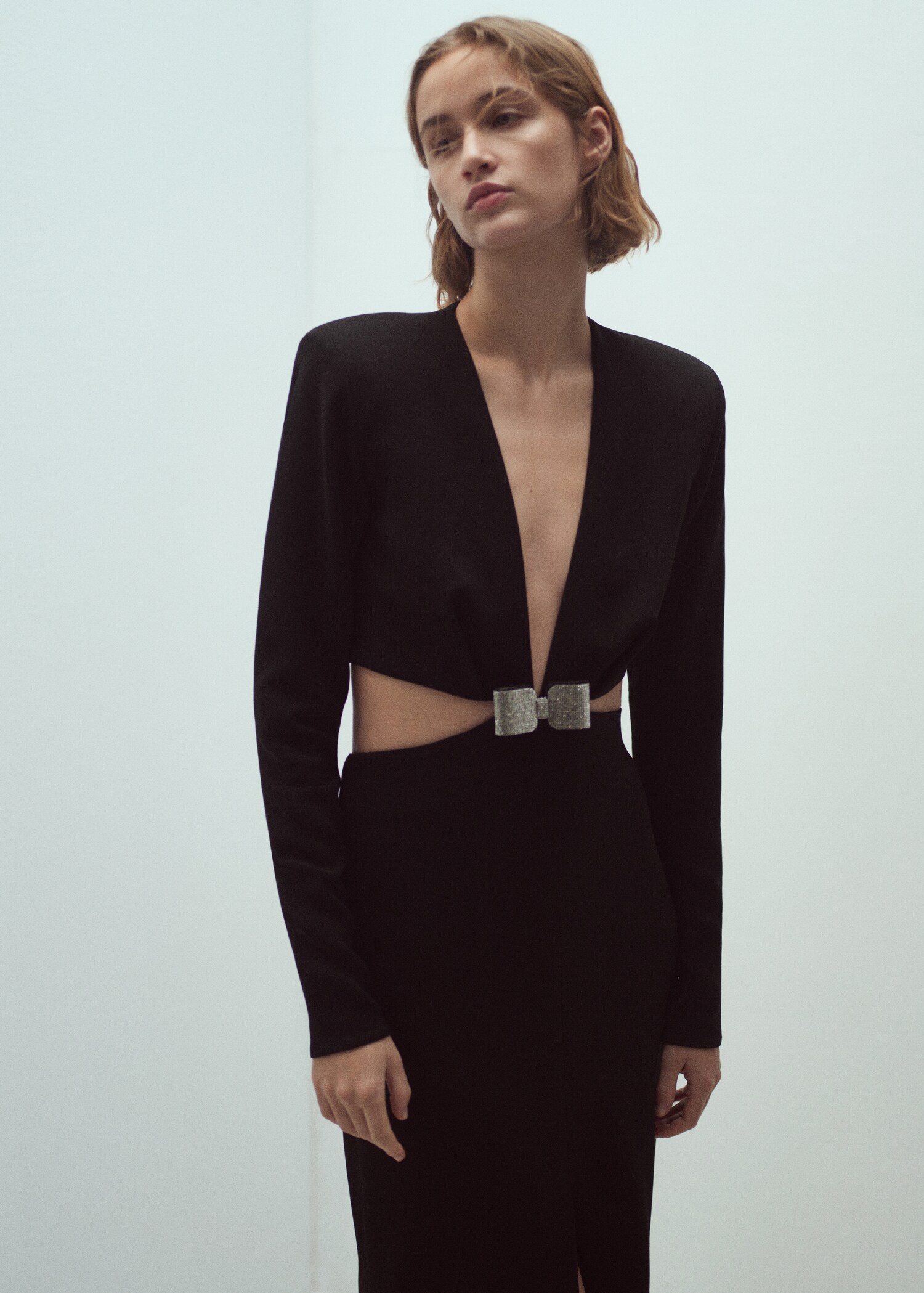 Satin dress with side slits - Medium plane