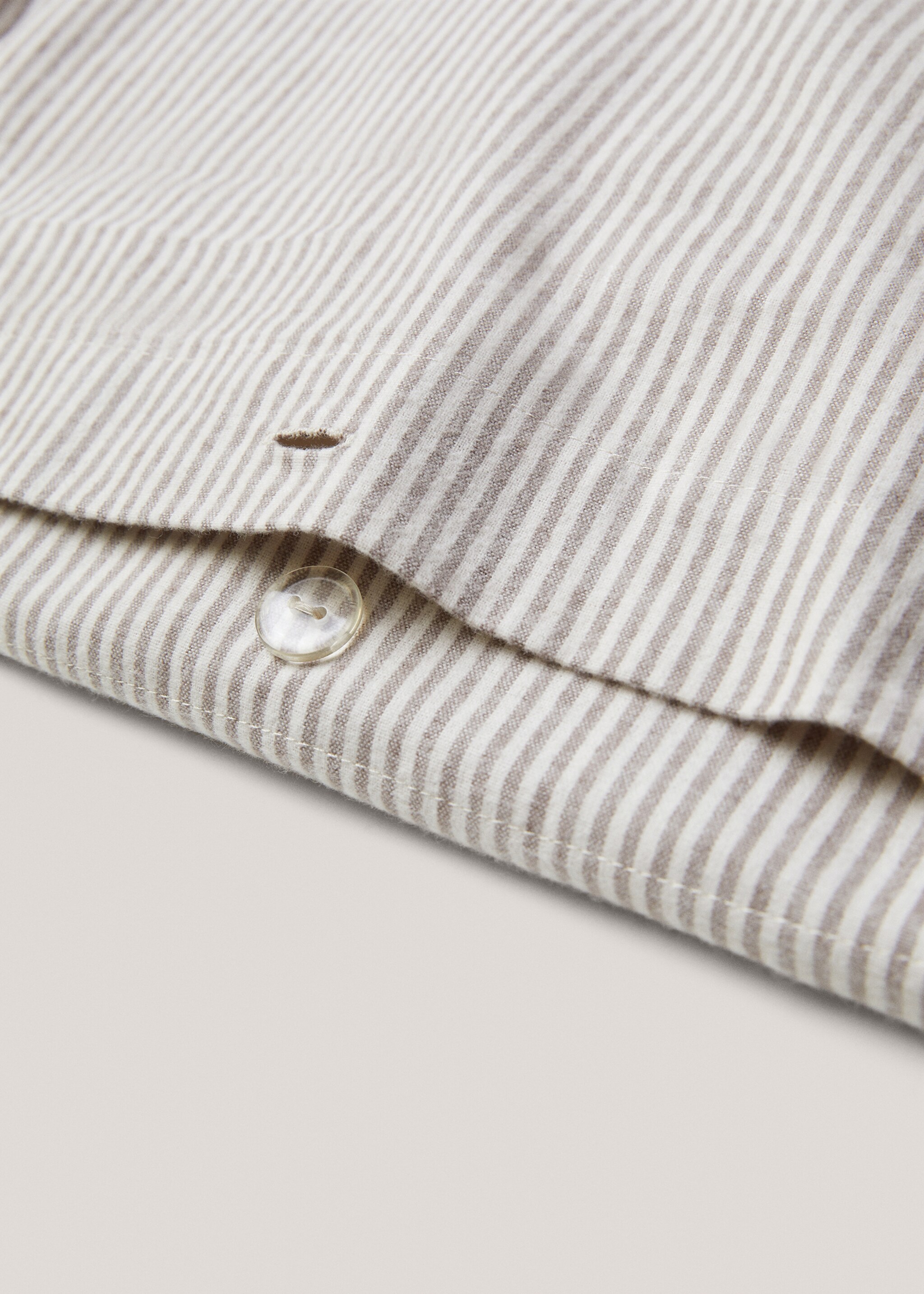 Striped flannel duvet cover Single bed - Details of the article 1, Beige. Ref: 57019225-00.