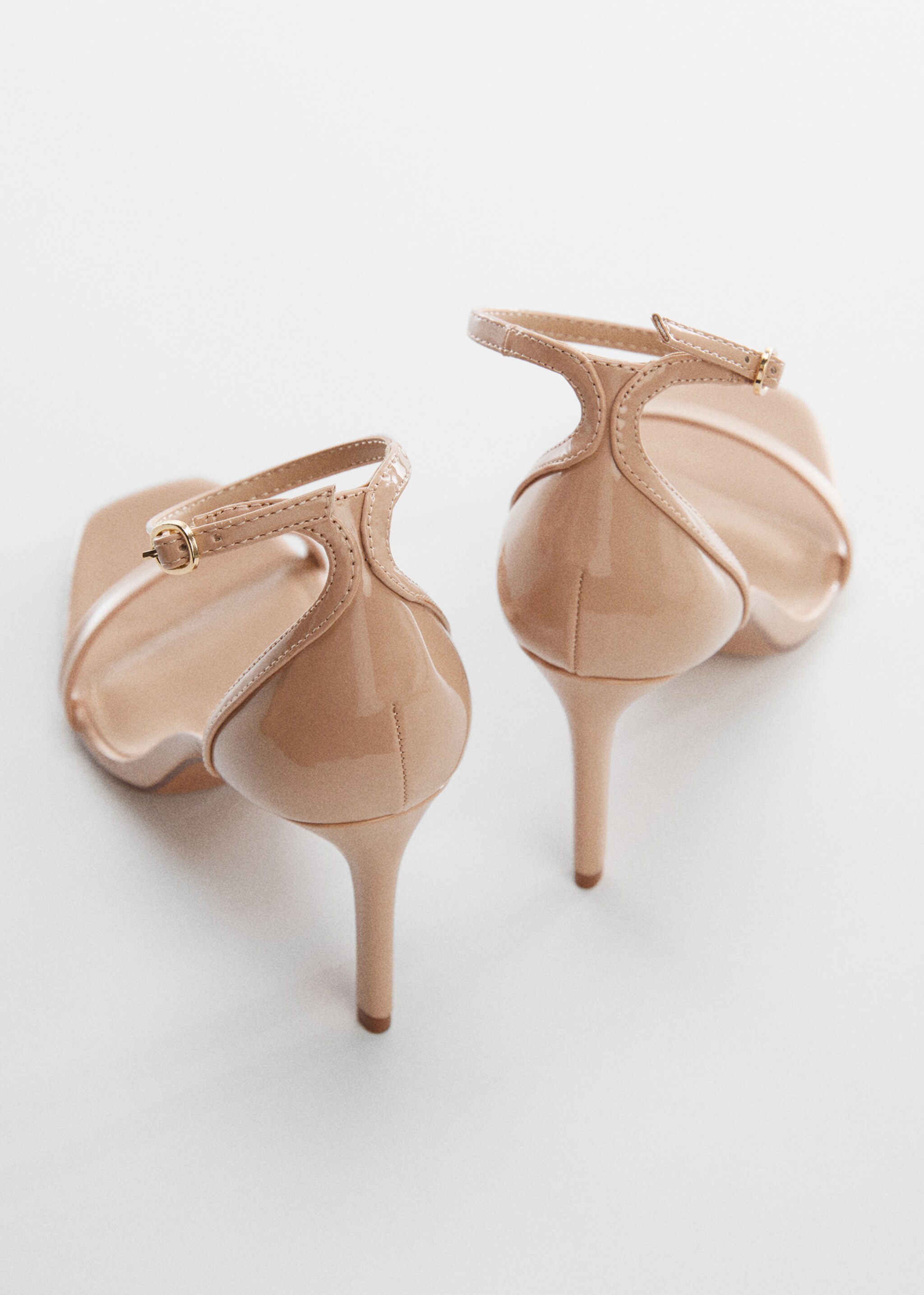Strapped patent finish sandals - Details of the article 1, Nude. Ref: 57020032-00.