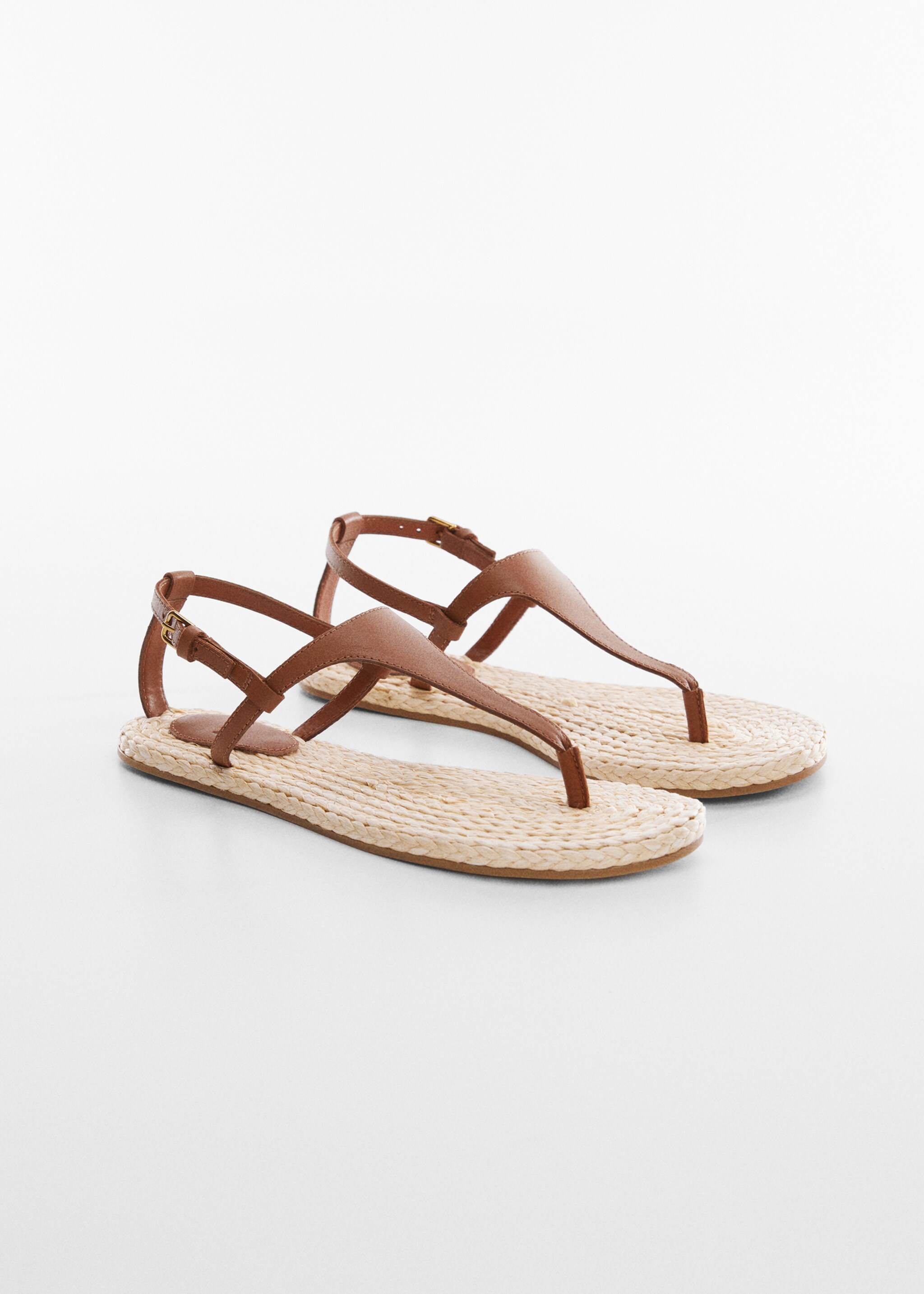Leather sandals with straps - Medium plane, Leather. Ref: 57020048-00.