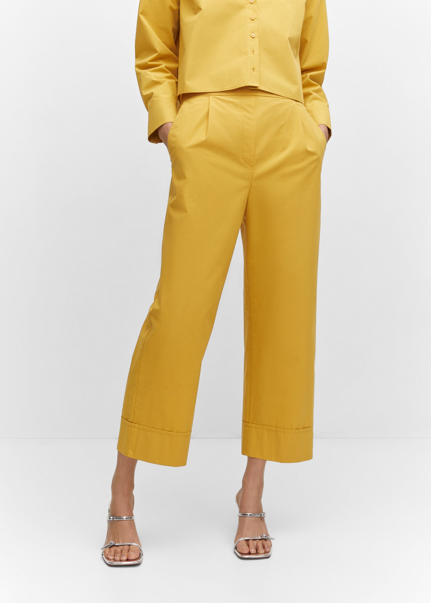 Pantalon Femme Jupe Culotte Jaune Pantalon Valvano Jupe-culotte