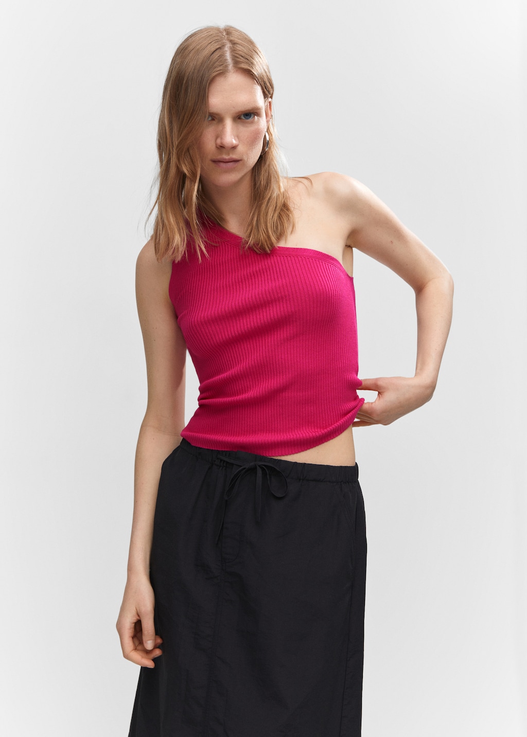 Asymmetrical-neck knitted top - Women | MANGO OUTLET USA