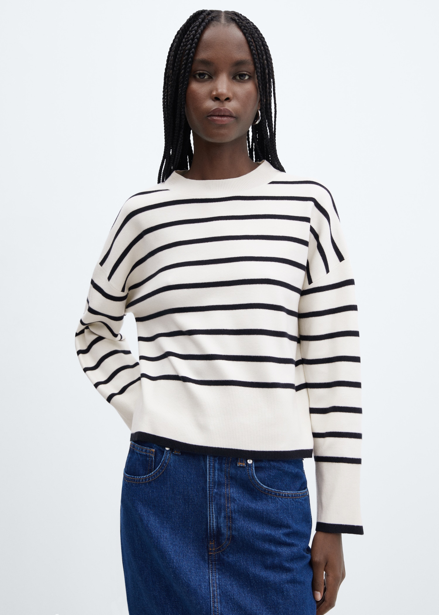 Oversized striped sweater Women MANGO OUTLET USA - Main Image