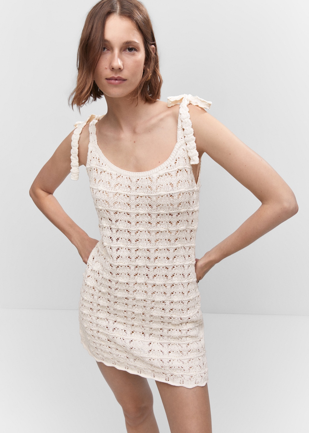Crochet dress with ties Women MANGO OUTLET USA