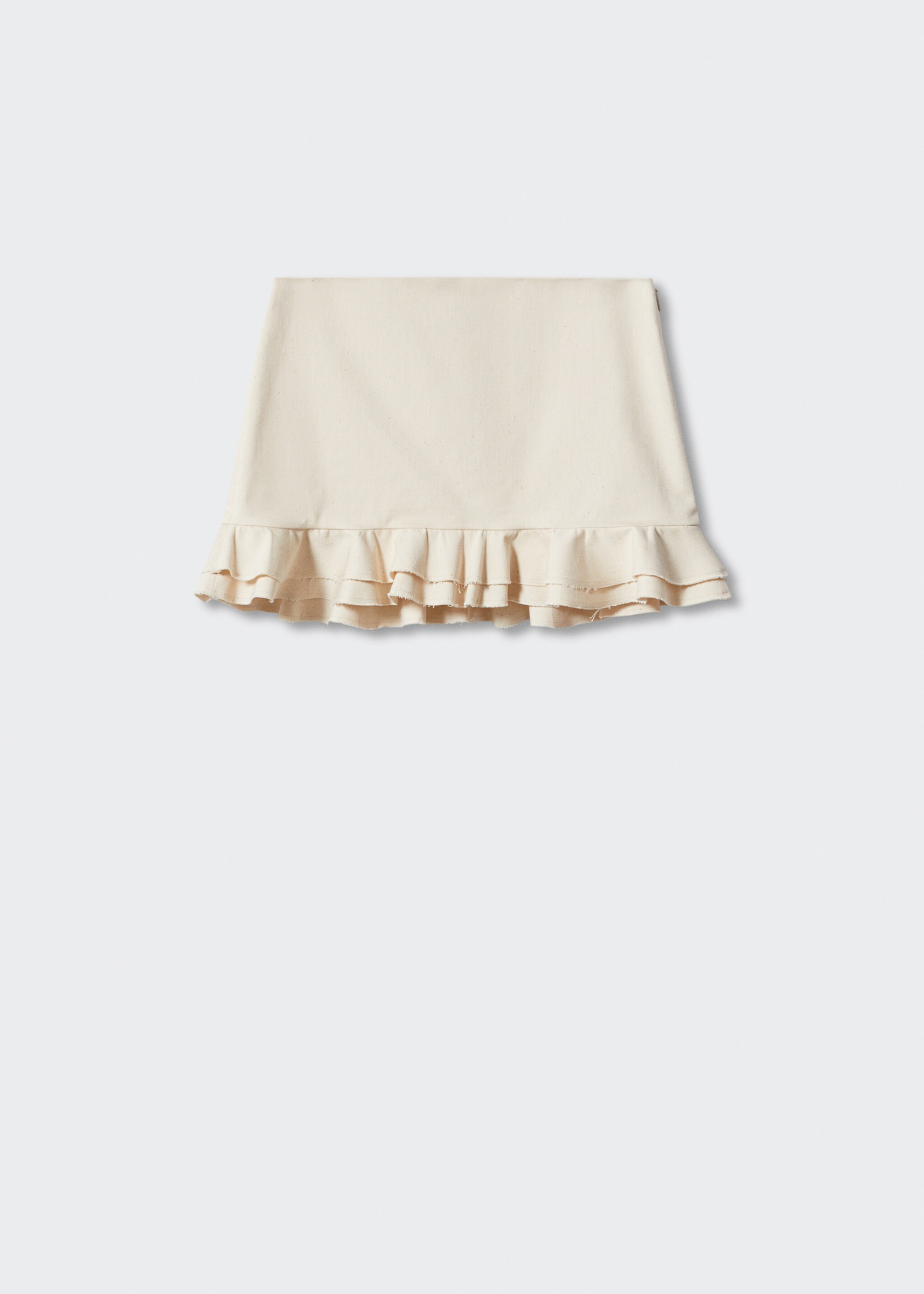 Ruffled cotton mini-skirt - Article without model, Ecru. Ref: 57020452-00.