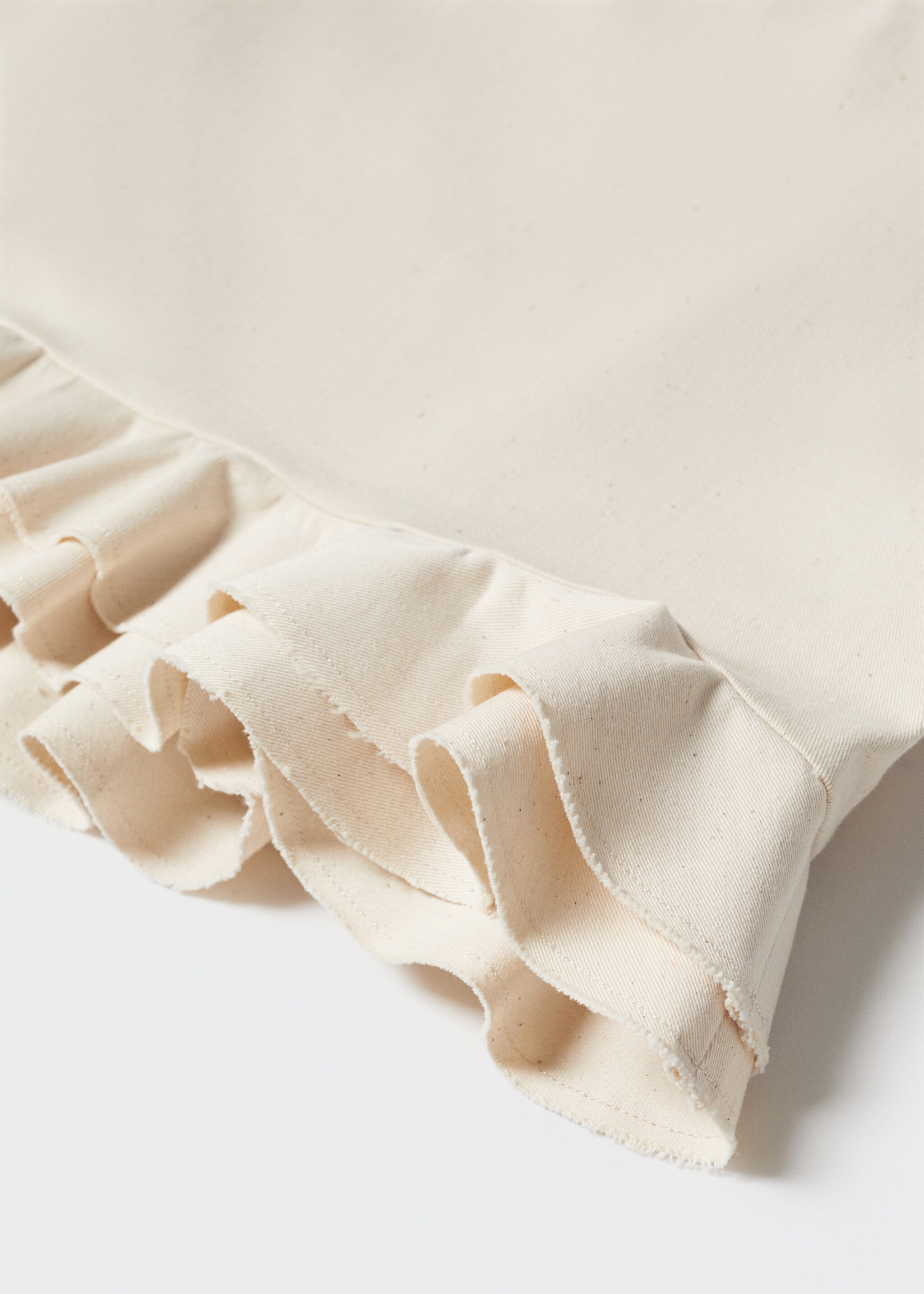 Ruffled cotton mini-skirt - Details of the article 8, Ecru. Ref: 57020452-00.