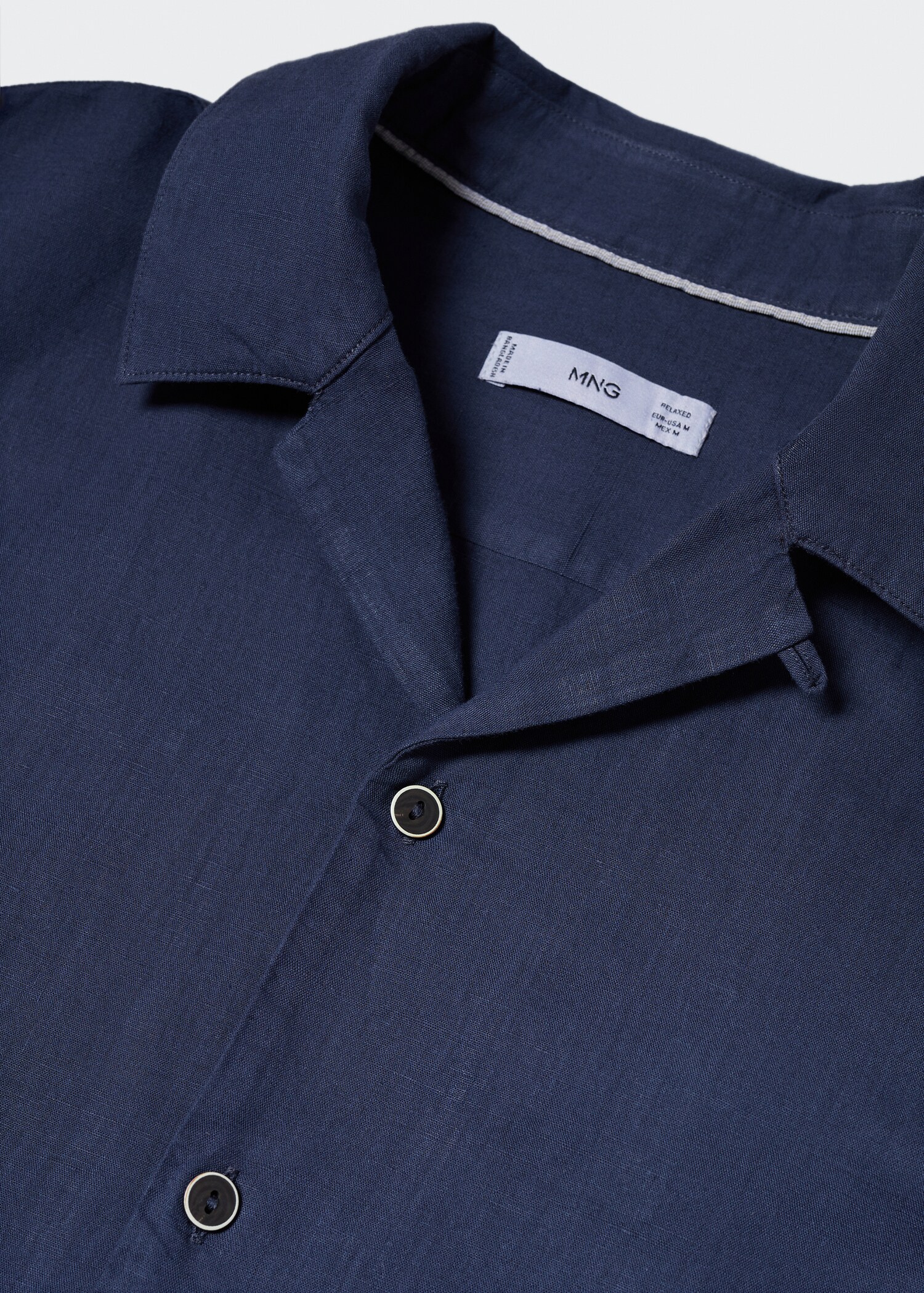 Camisa algodón-lino cuello bowling - Detalle del artículo 8