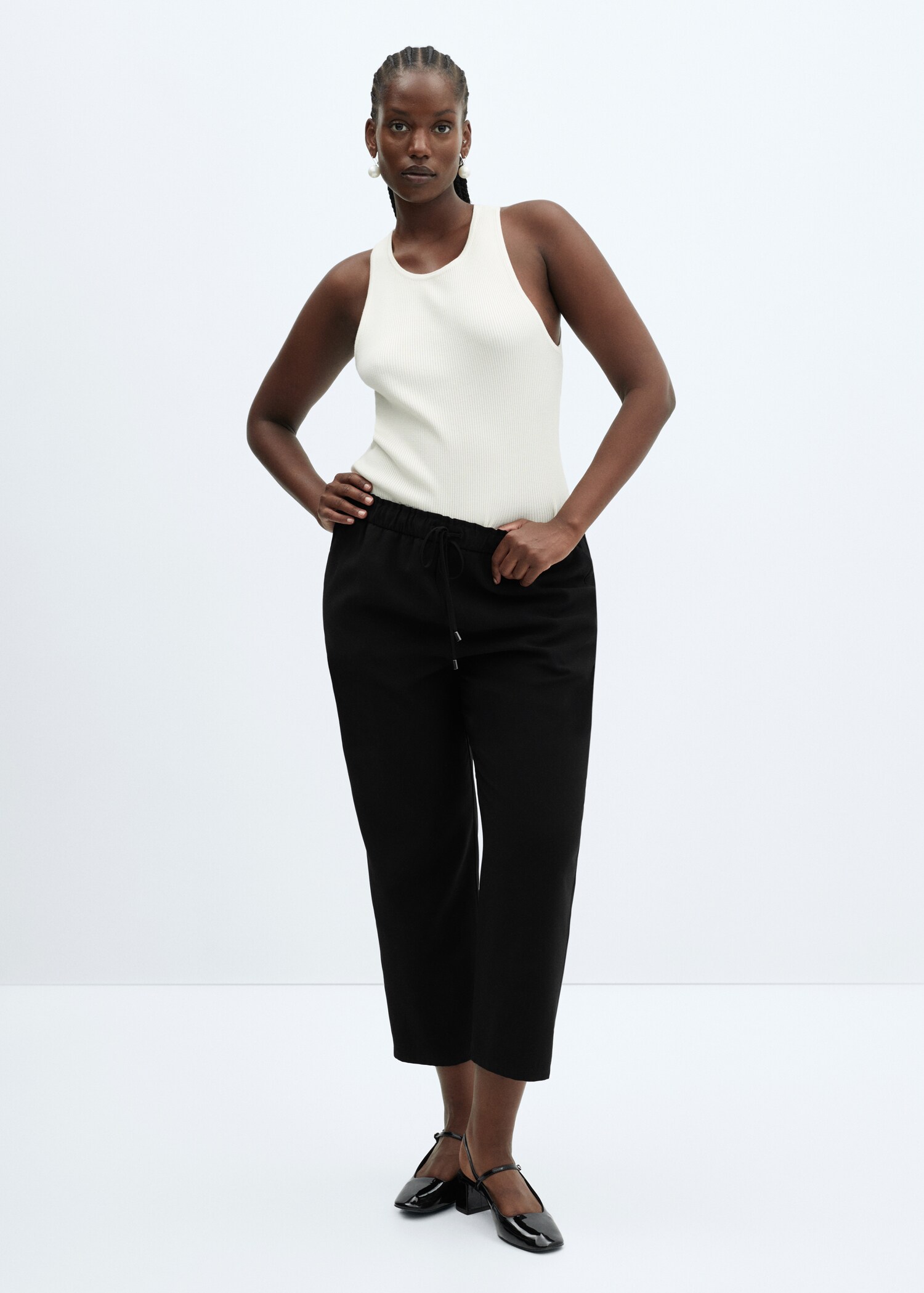 Flowy straight-fit trousers with bow - Details of the article 3