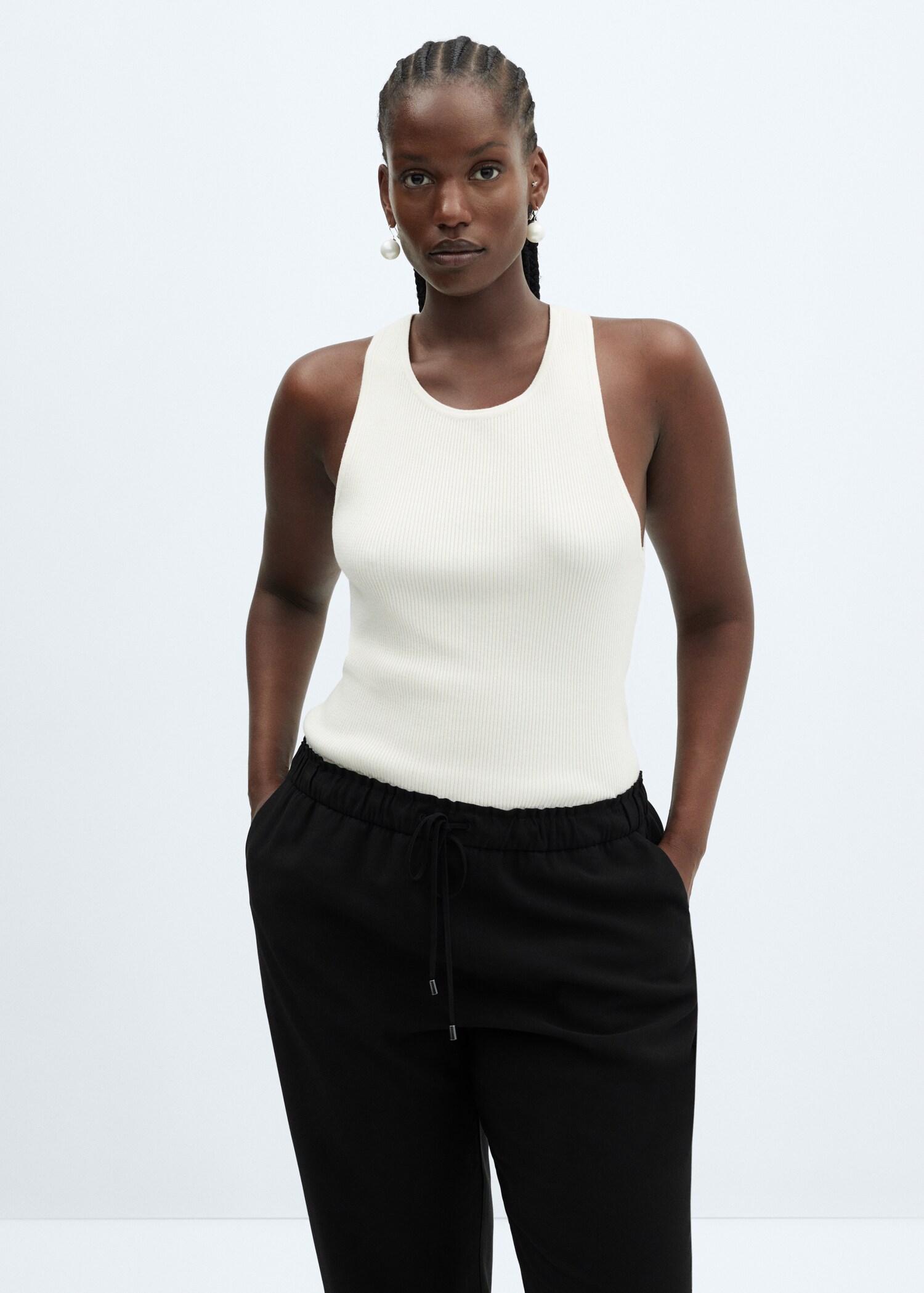Flowy straight-fit trousers with bow - Details of the article 5