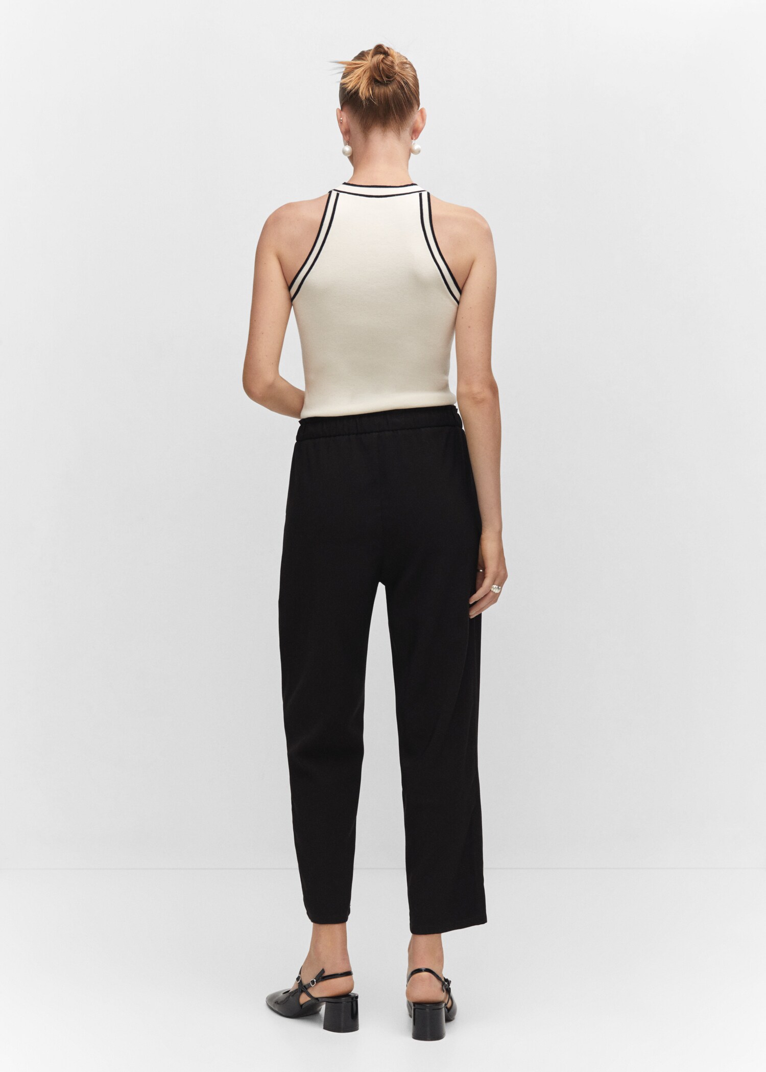 Flowy straight-fit trousers with bow - Reverse of the article