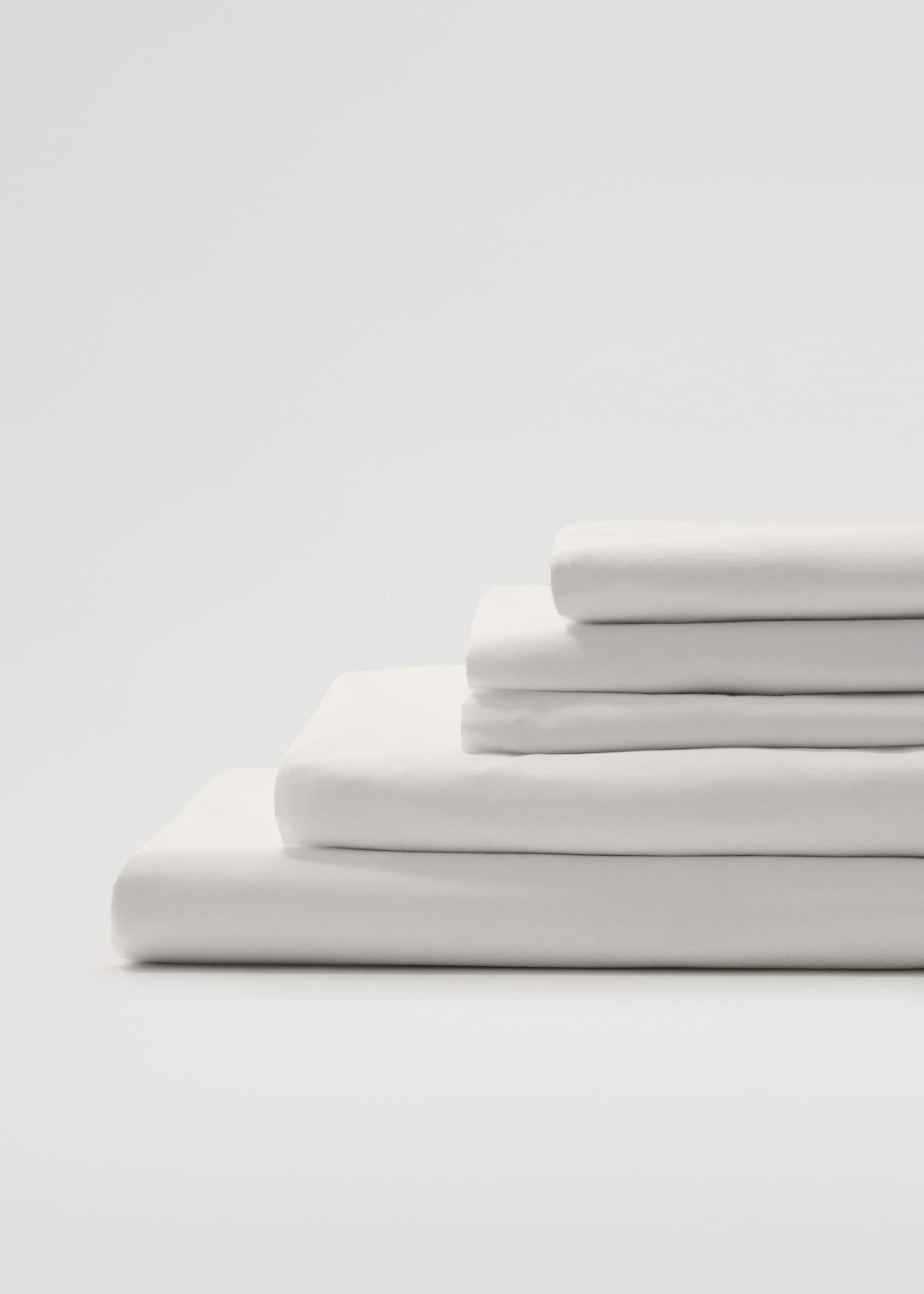 Percale cotton fitted sheet (300 threads) 150x200x30cm - Details of the article 3, White. Ref: 57021505-00.