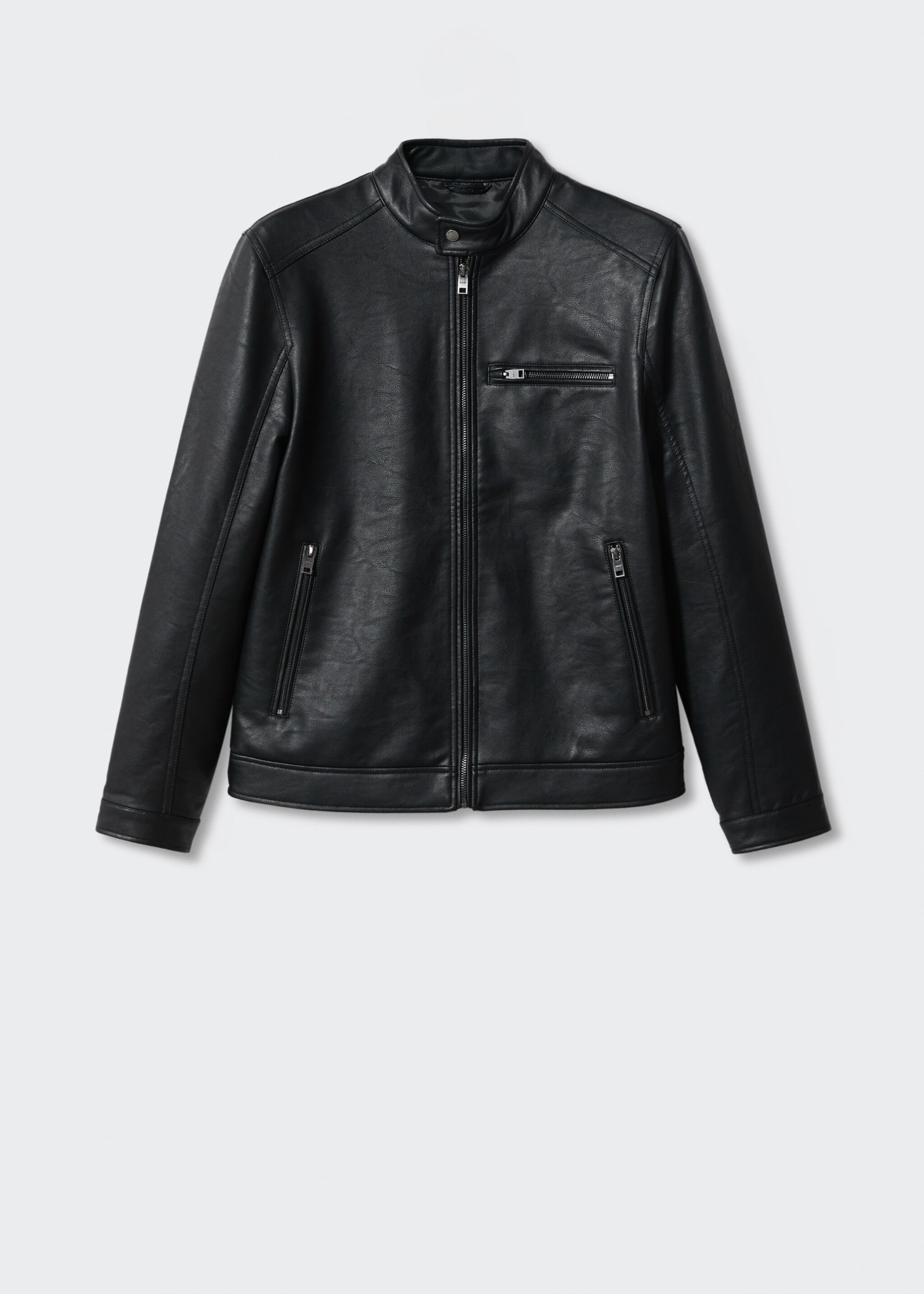 Faux-leather jacket with zips - Article without model, Black. Ref: 57022506-00.