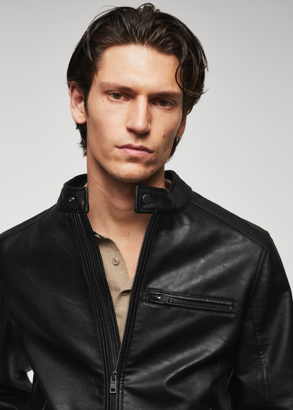 Leather-effect jacket with zips - Men | MANGO OUTLET USA Leather-effect jacket with zips - Men | MANGO OUTLET USA