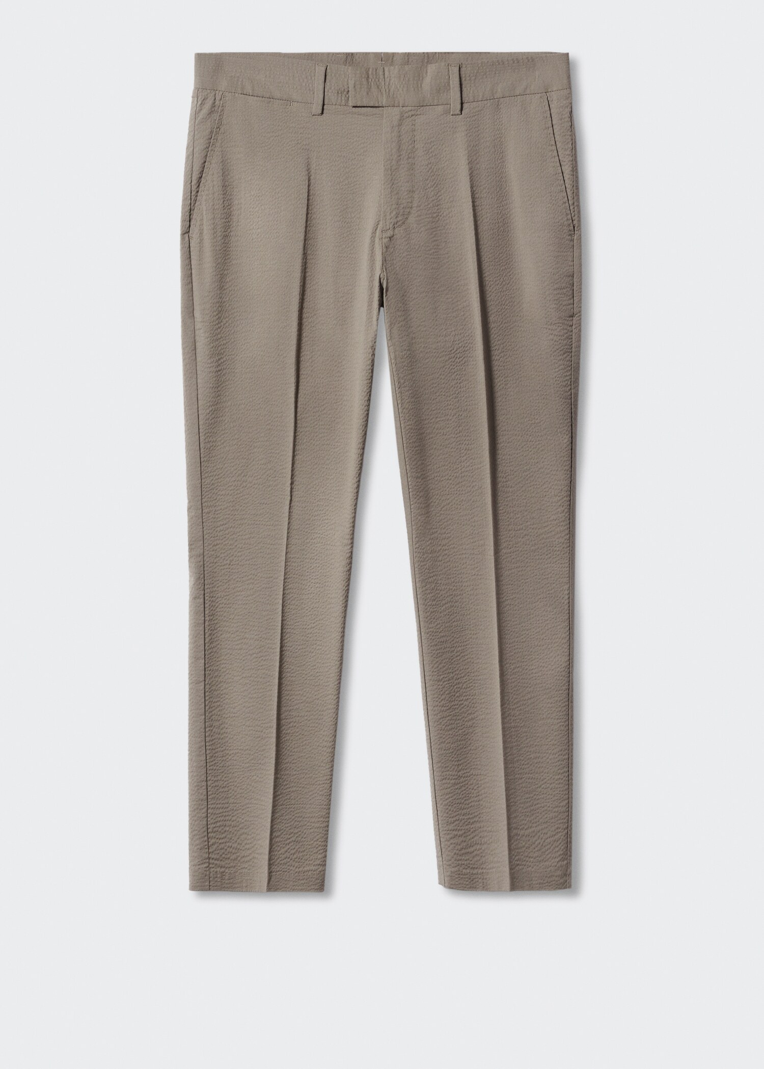Slim-fit seersucker stretch trousers - Article without model