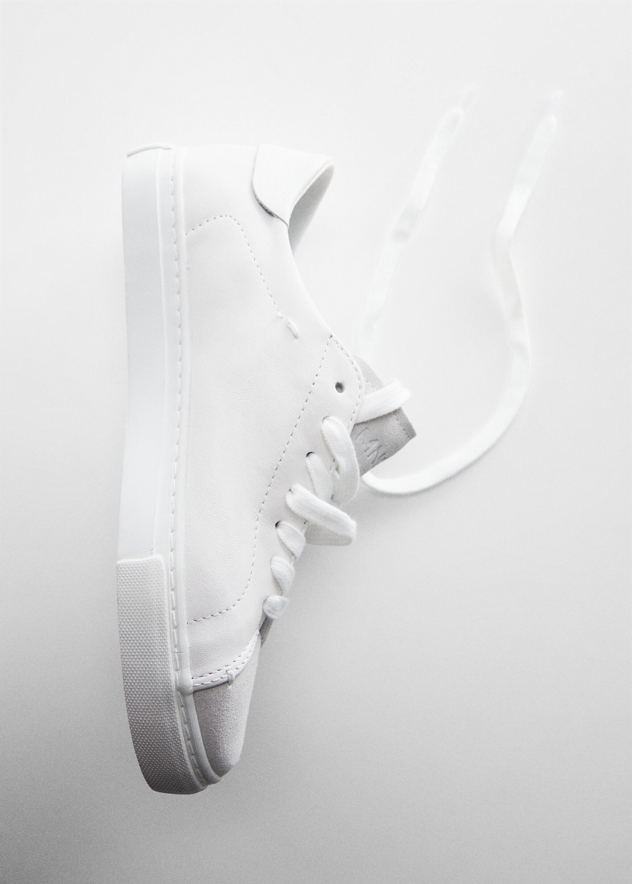 Leather panel sneakers - Details of the article 5, White. Ref: 57022509-00.