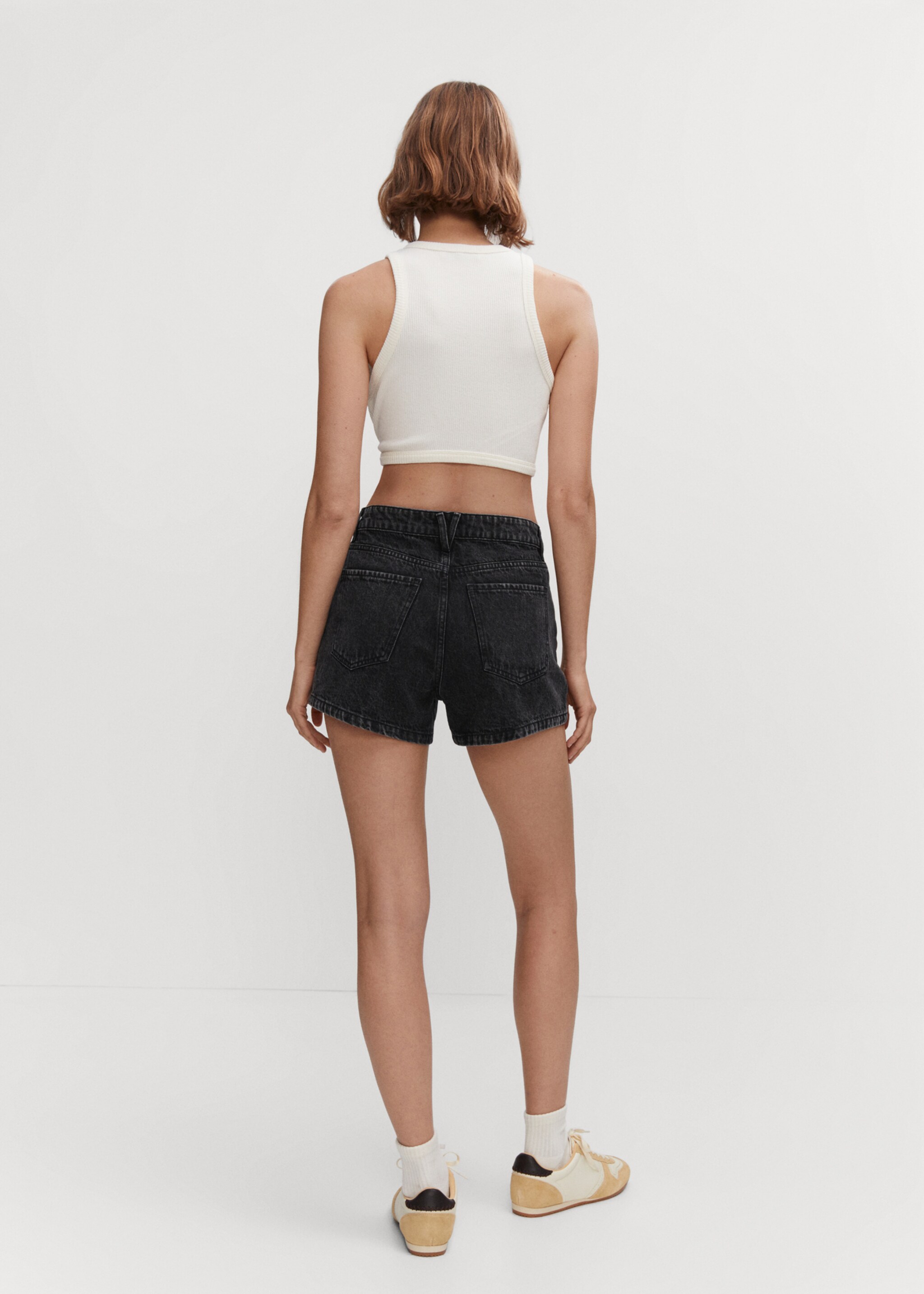 Short en jean boutons - Verso de l’article, Gris. Ref: 57022878-00.