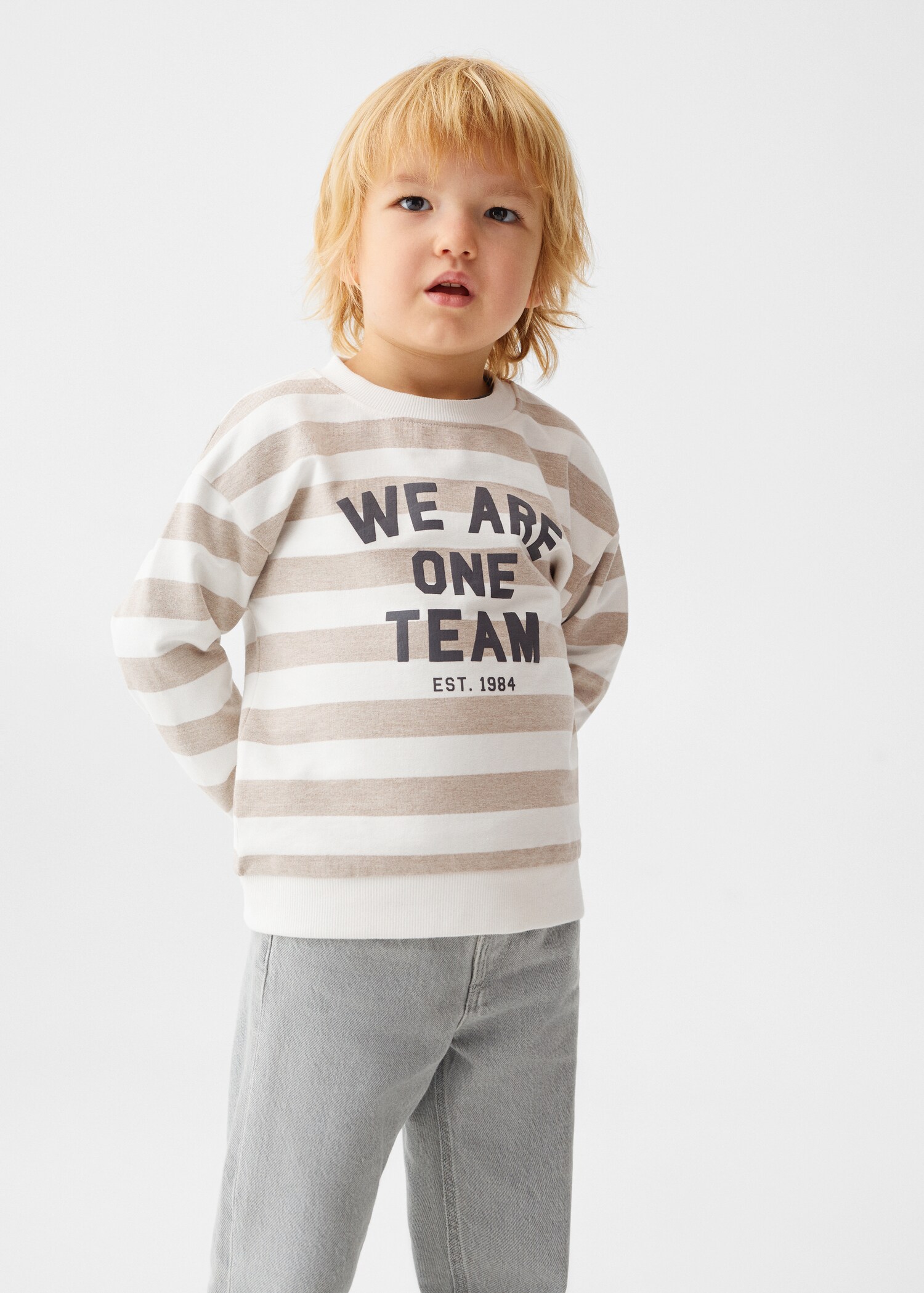 Gestreiftes Baumwoll-Sweatshirt - Mittlere Ansicht