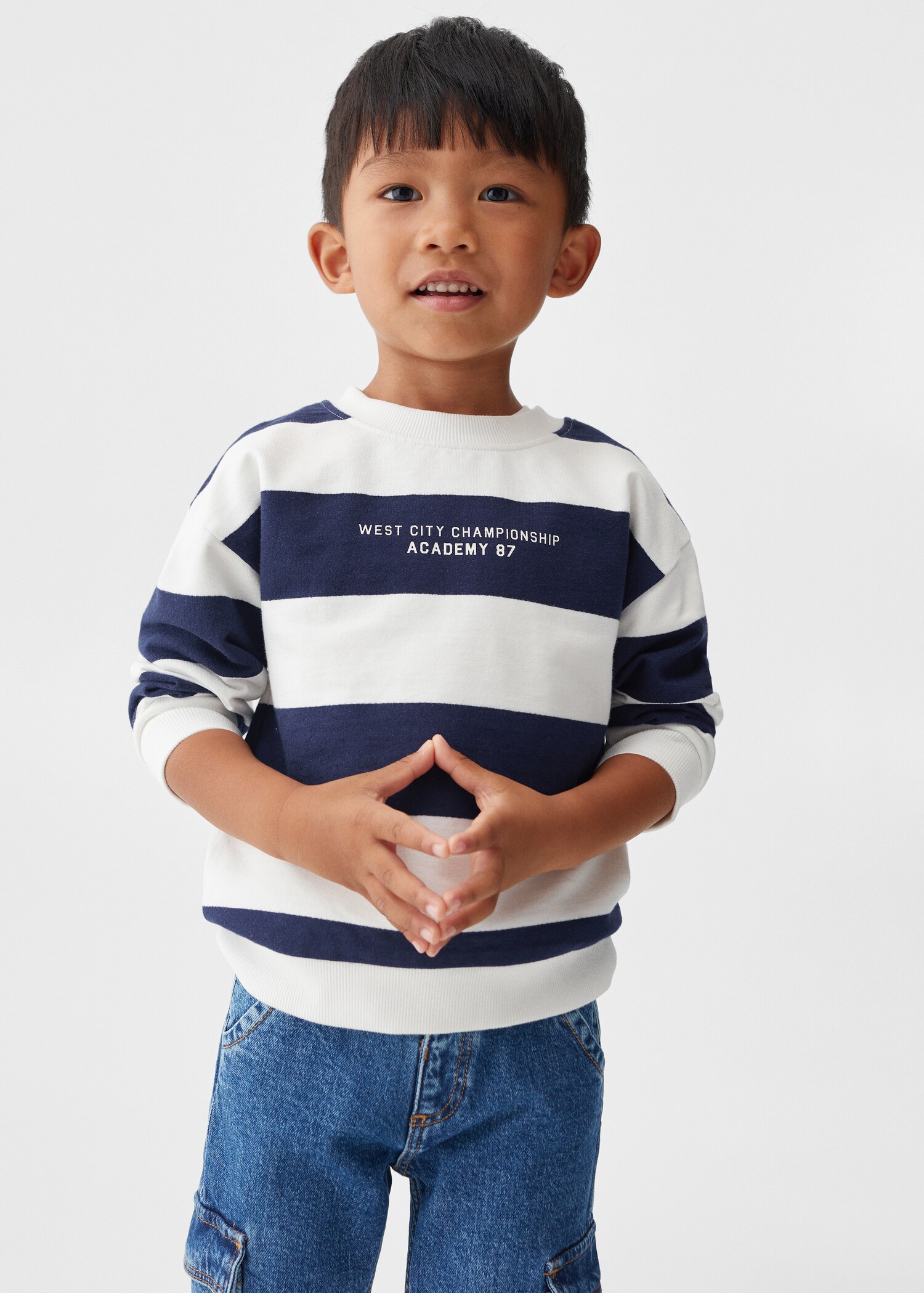 Gestreiftes Baumwoll-Sweatshirt - Mittlere Ansicht