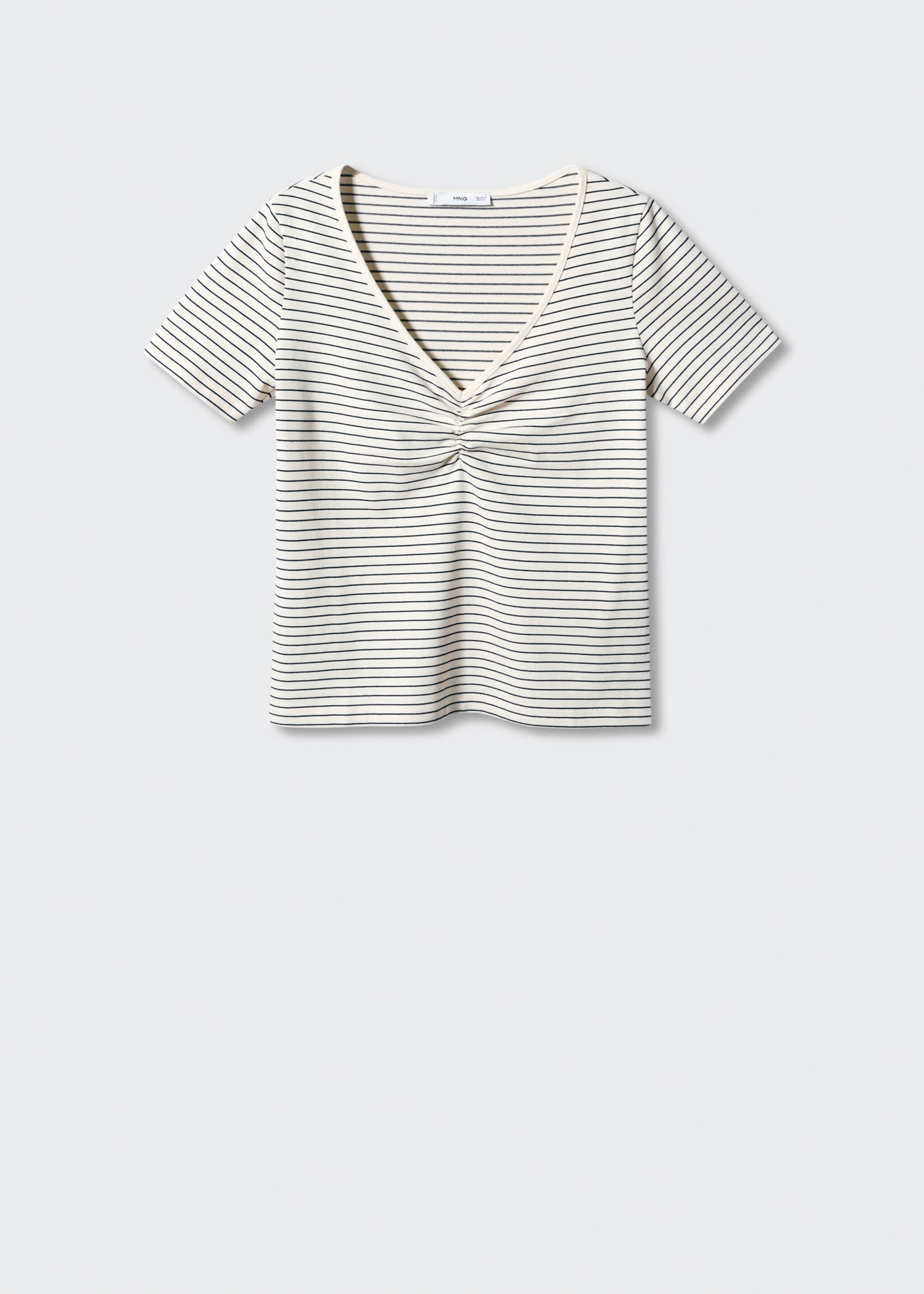 Cotton t-shirt with pucker detail - Article without model, Ecru. Ref: 57022888-00.