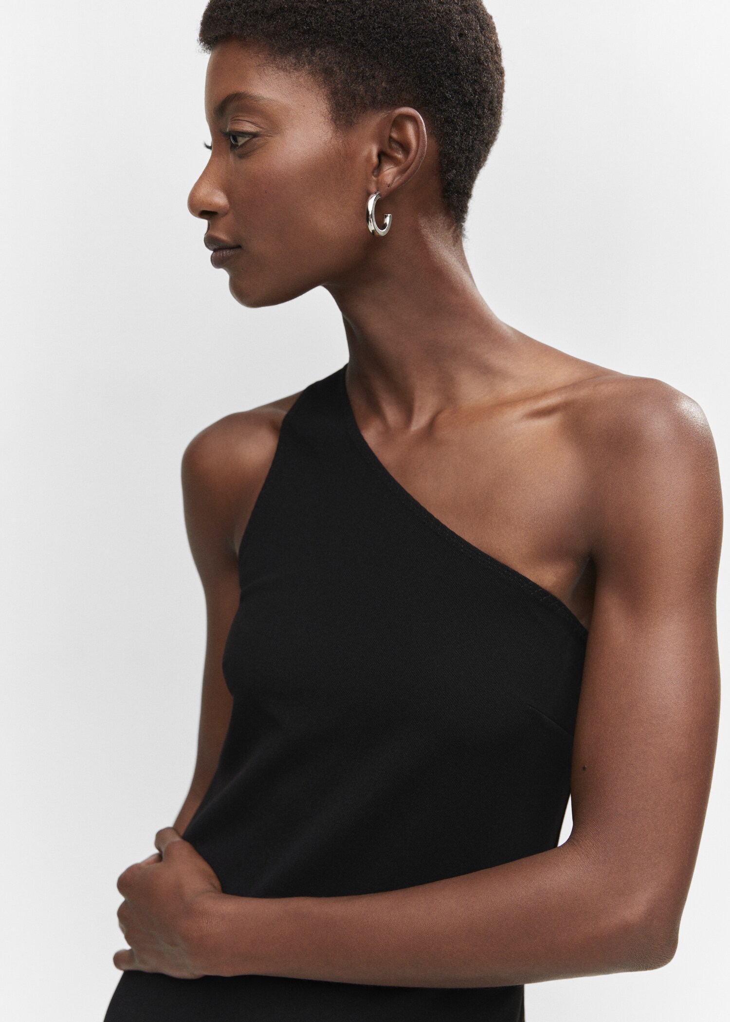 Asymmetrical dress with side slit - Details of the article 1