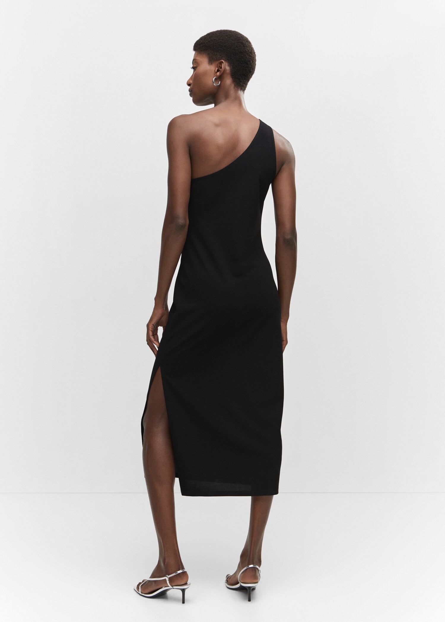 Asymmetrical dress with side slit - Reverse of the article