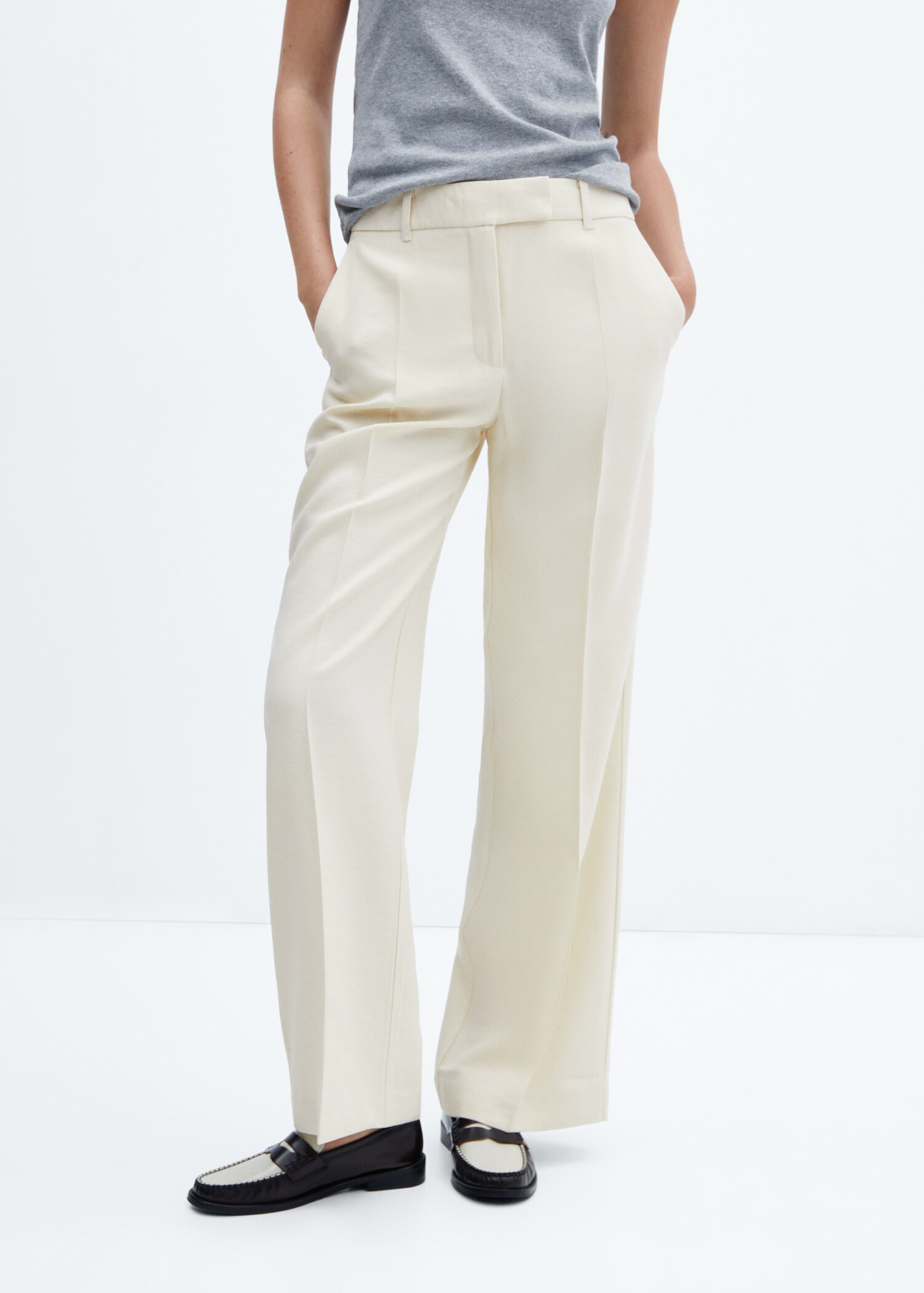Low-waist wide leg trousers - Medium plane