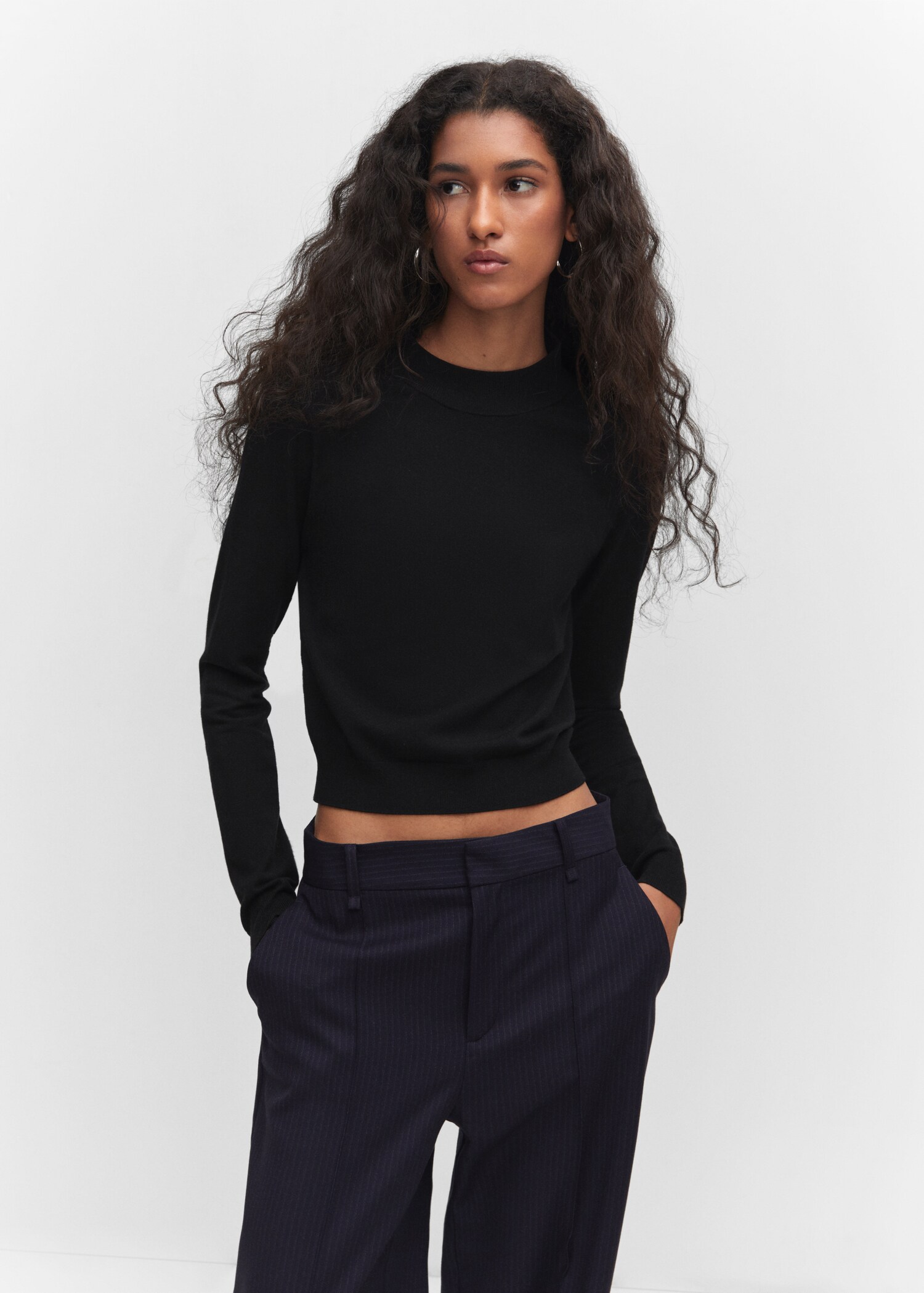 Feinstrickpullover mit Reißverschluss - Mittlere Ansicht
