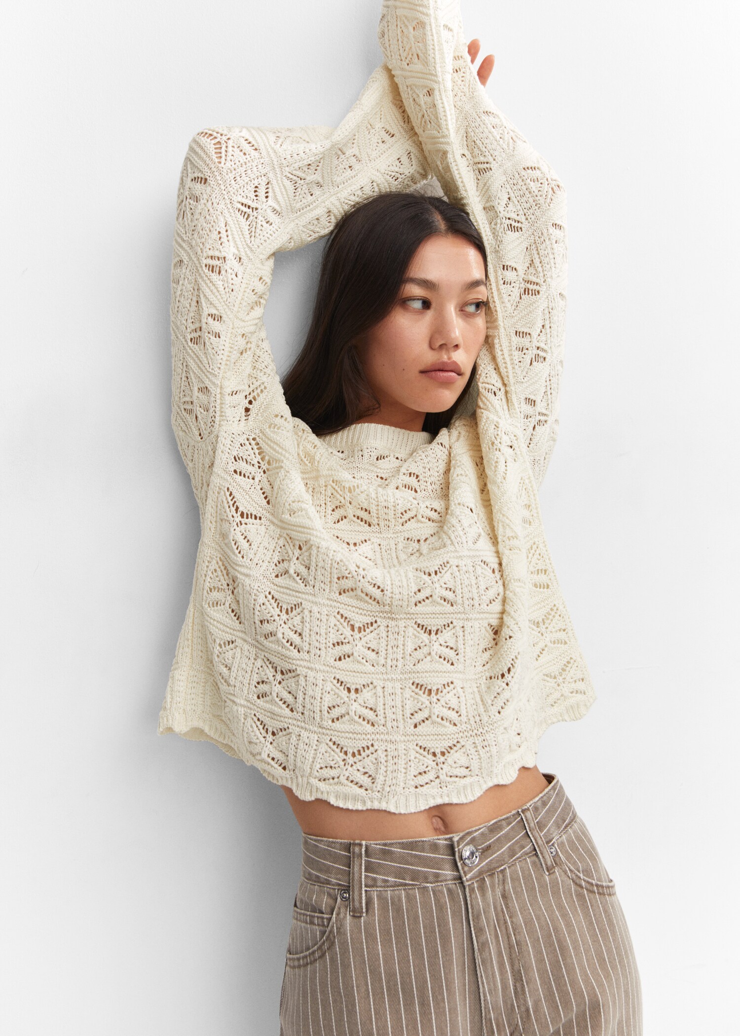 Open work-detail sweater - Details of the article 1