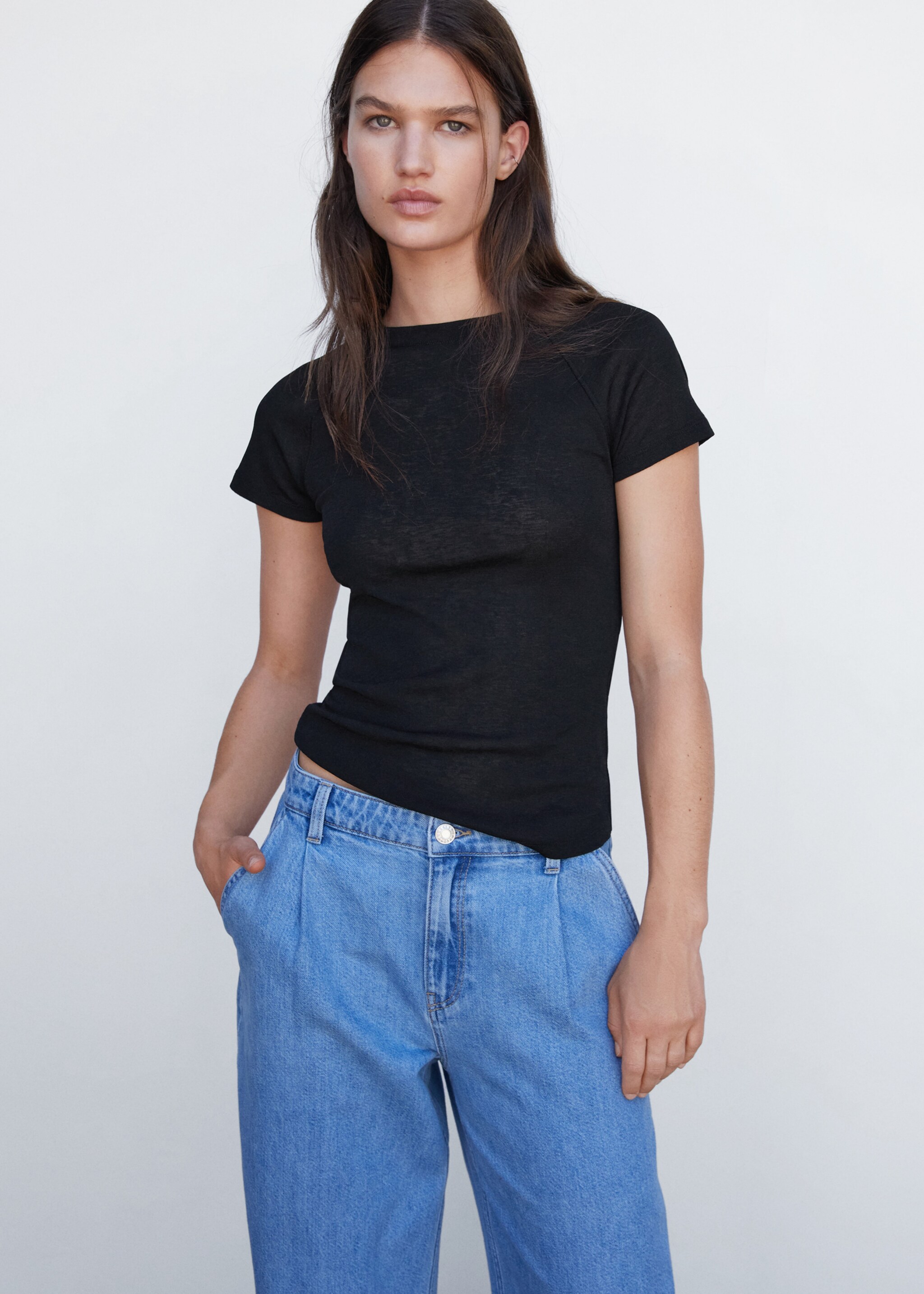 Flecked T-shirt - Medium plane, Black. Ref: 57024035-00.