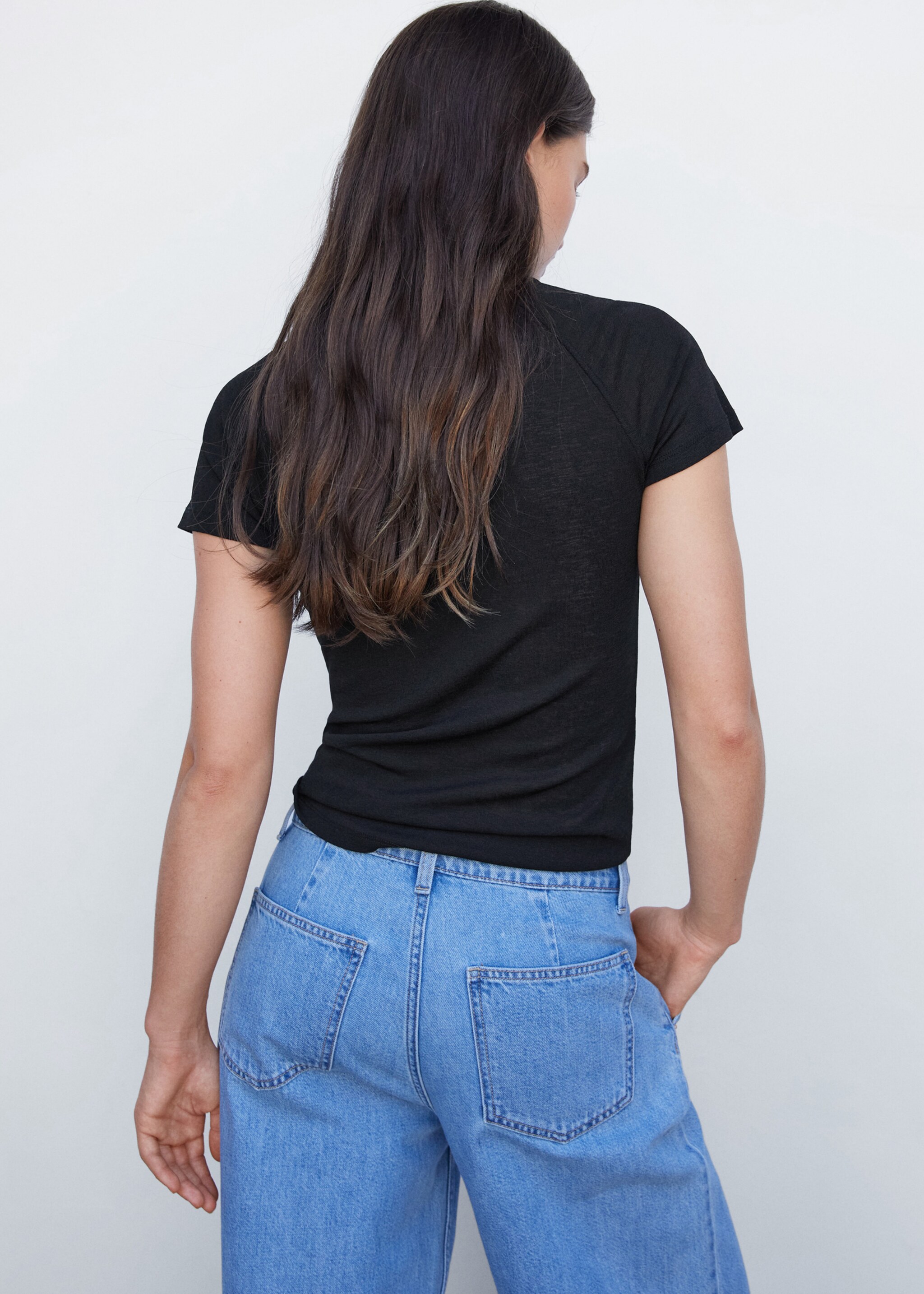 Flecked T-shirt - Reverse of the article, Black. Ref: 57024035-00.