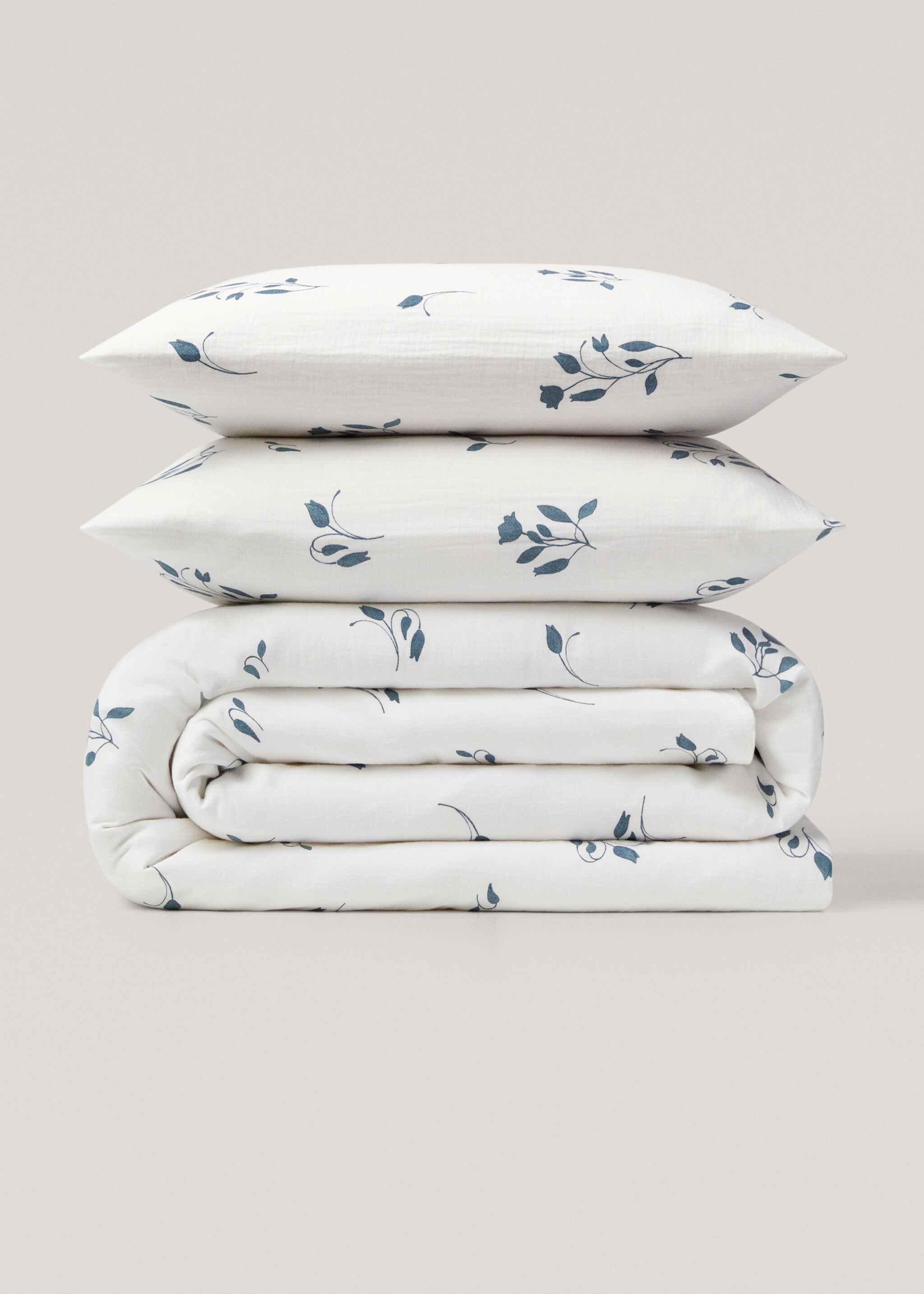 Povlak na přikrývku s květinovým potiskem na postel 180 cm - Zboží bez modelu, Modrá. Ref: 57024046-00.