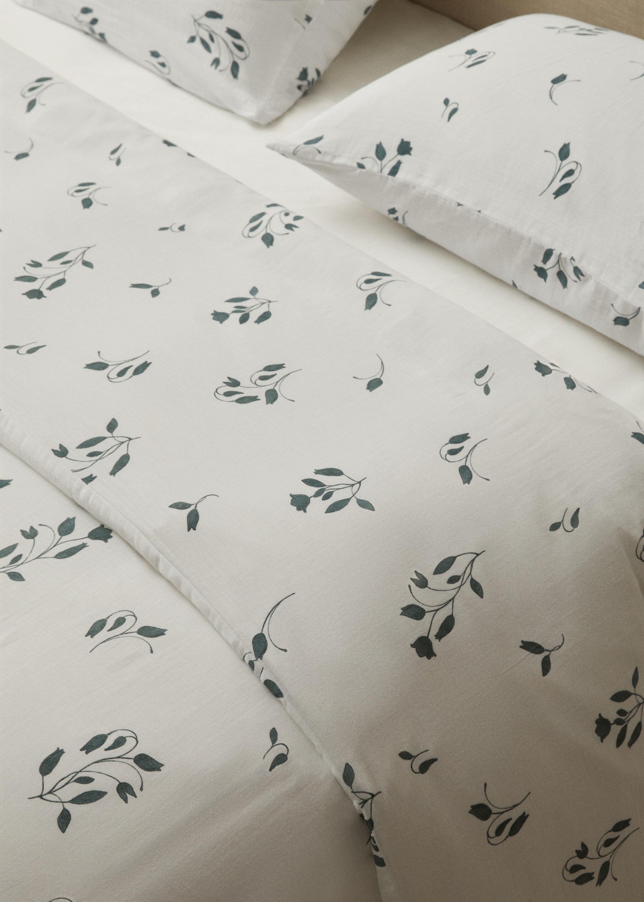 Povlak na přikrývku s květinovým potiskem na postel 180 cm - Detail zboží 8, Modrá. Ref: 57024046-00.