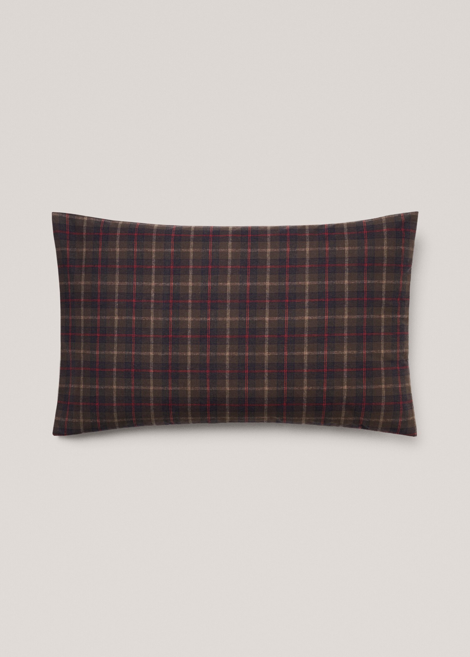 Checked design flannel pillow case 50x75cm (Pack of 2) - Article without model