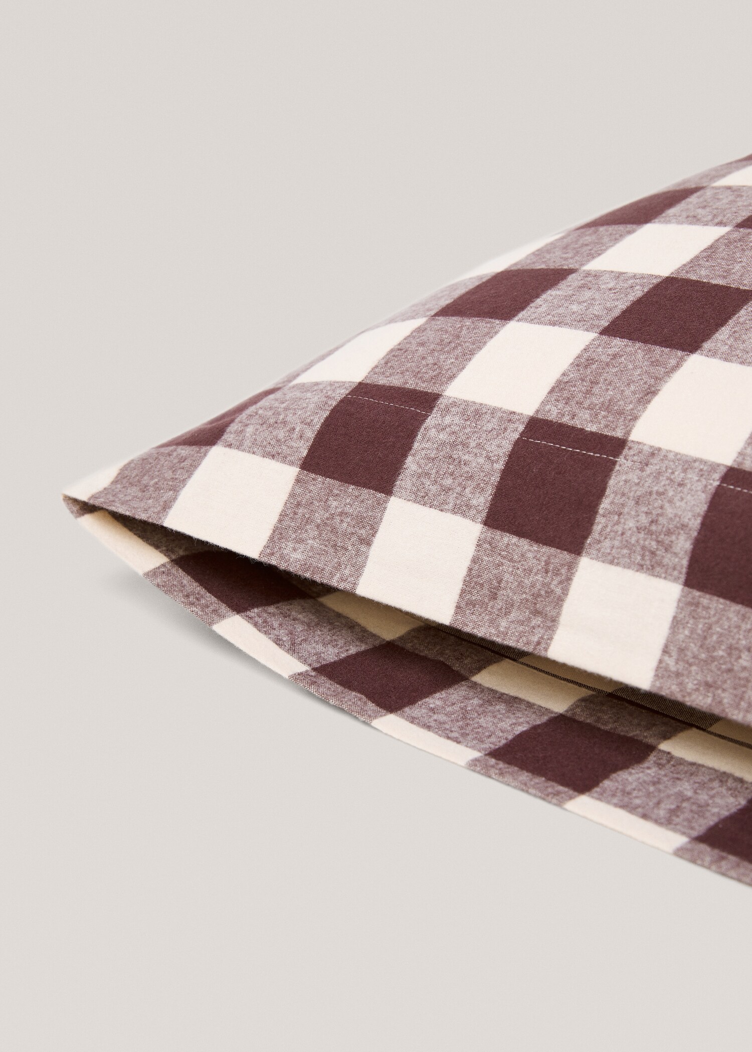 Funda de almohada franela cuadros bicolor 45x110cm - Detalle del artículo 1