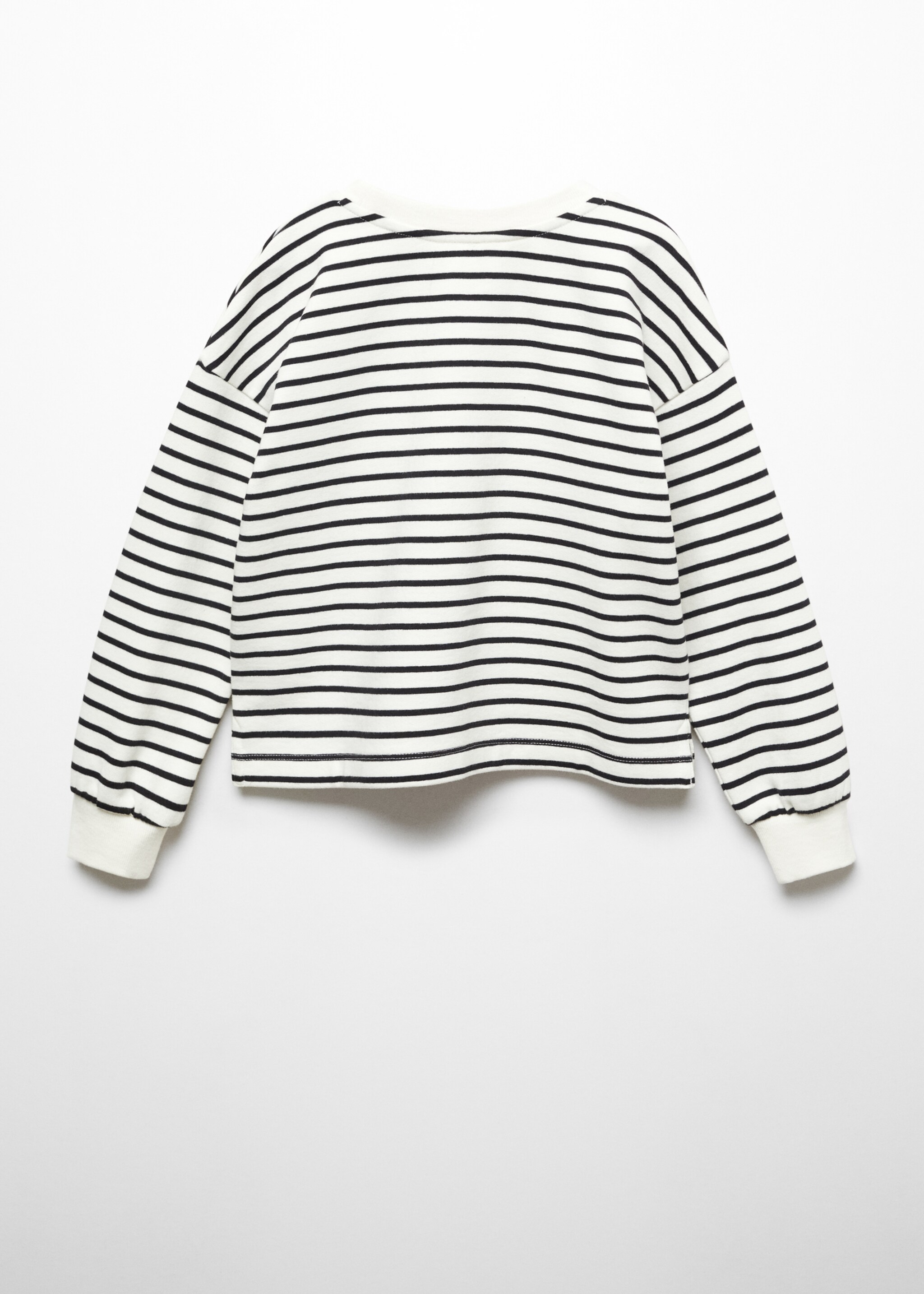 Bavlněná mikina s proužky - Zadní strana zboží, Šedobílá. Ref: 57024395-00.