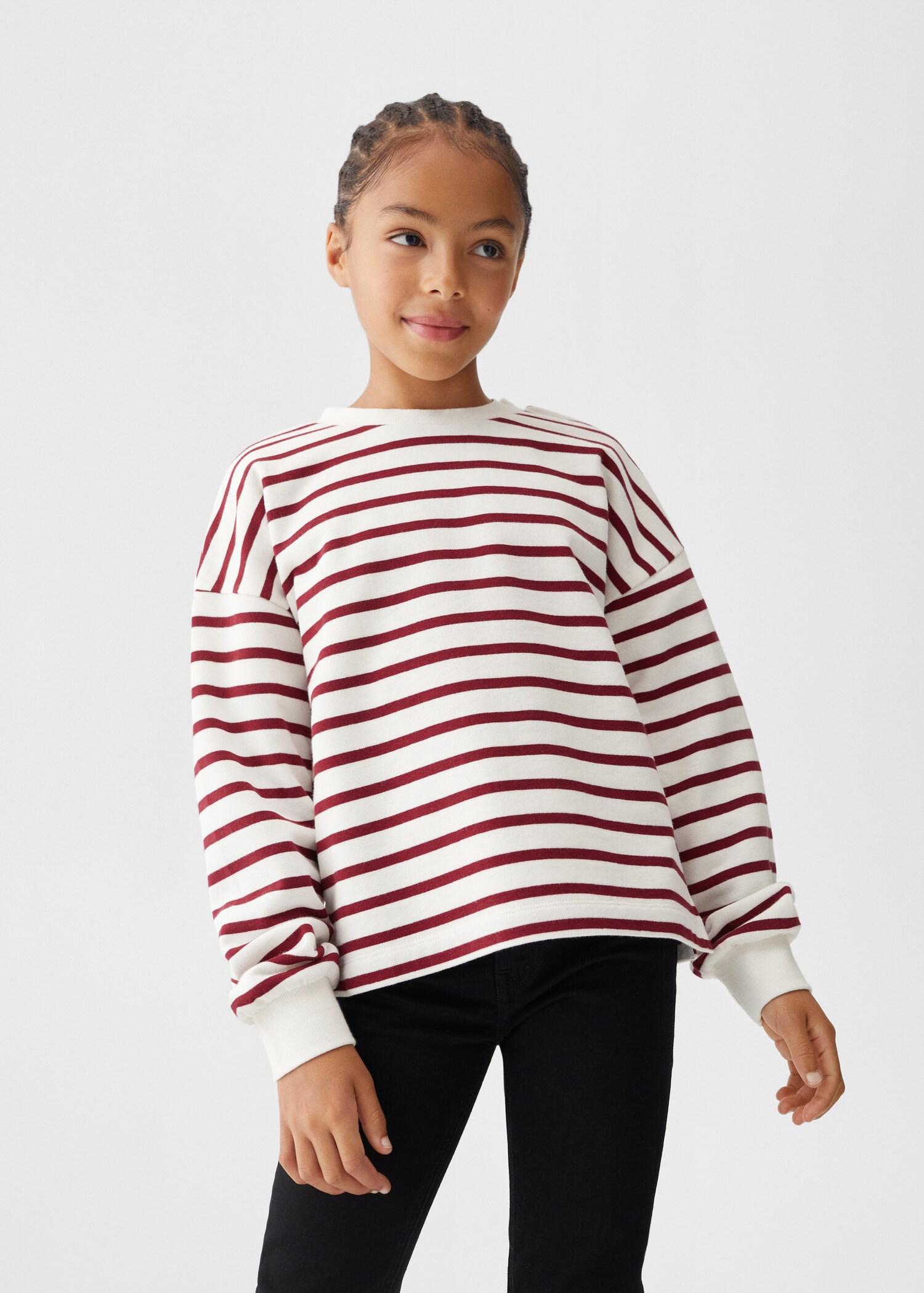 Sudadera algodón rayas - Plano medio