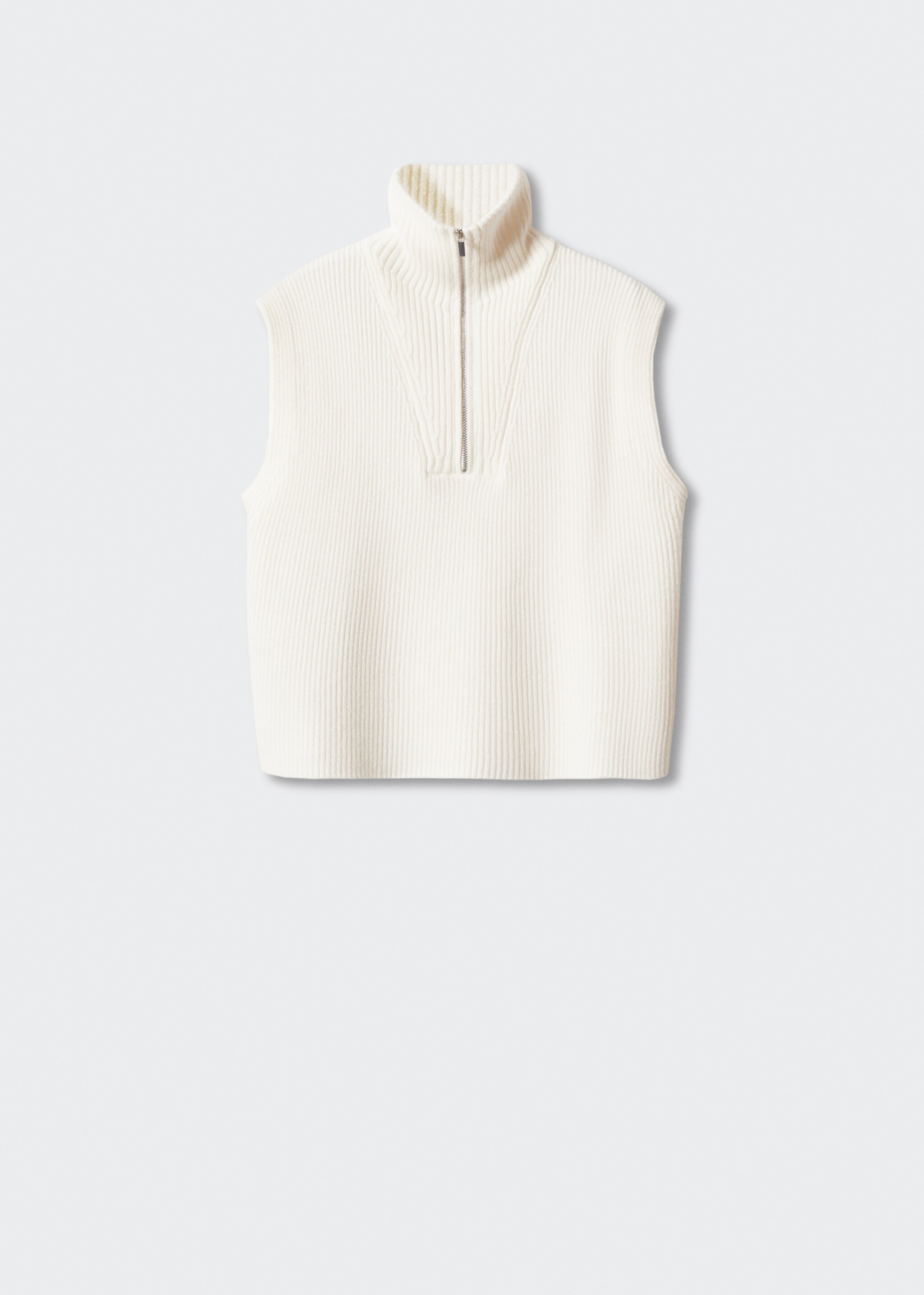 Knitted gilet with zip - Article without model, Ecru. Ref: 57024397-00.