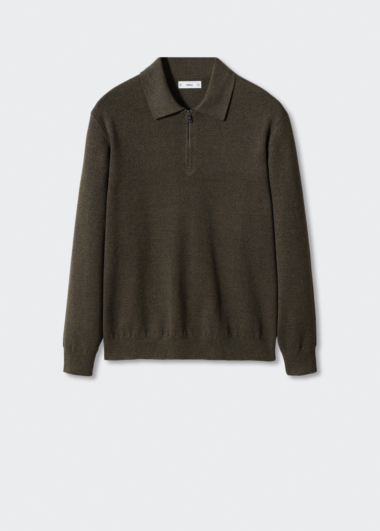 Cotton-knit polo shirt with zip - Article without model