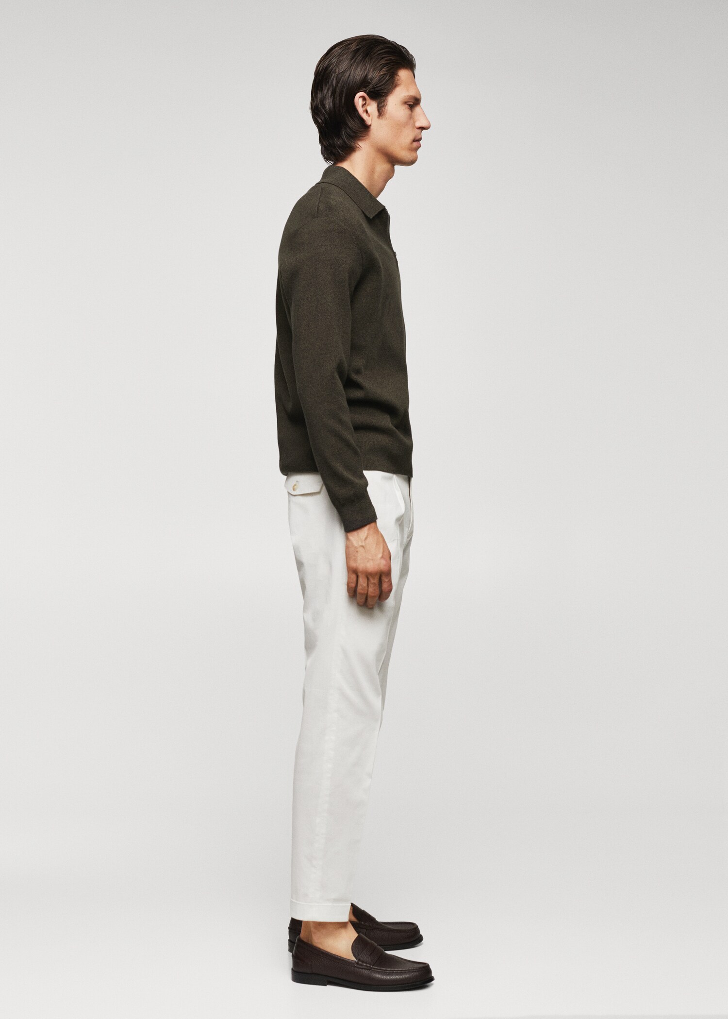 Cotton-knit polo shirt with zip - Details of the article 2
