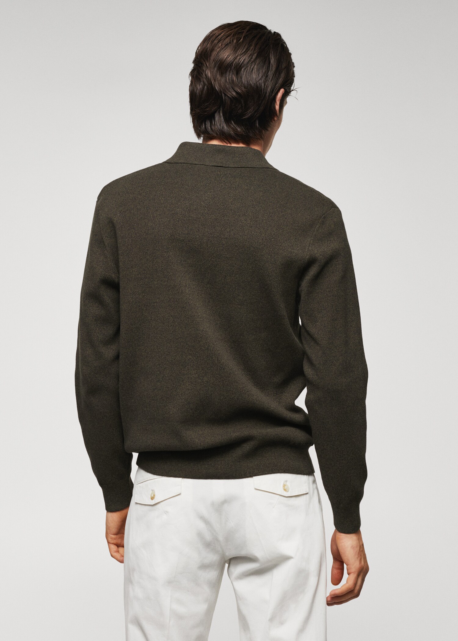 Cotton-knit polo shirt with zip - Reverse of the article