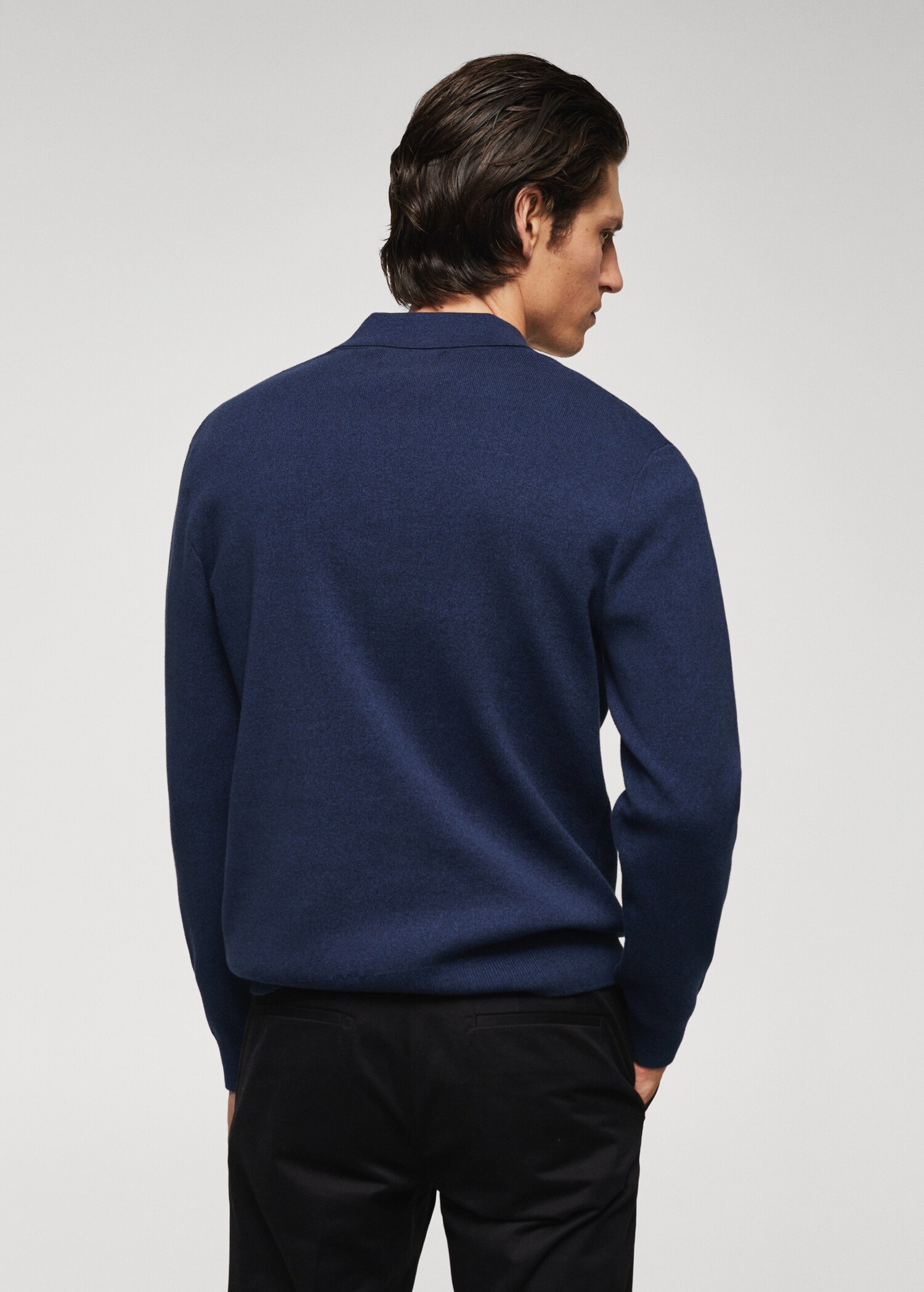 Cotton-knit polo shirt with zip - Reverse of the article