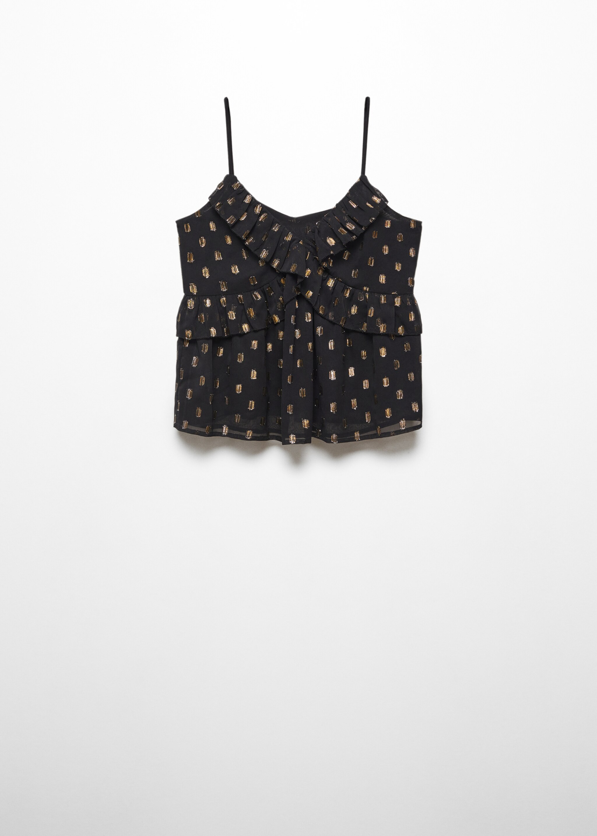 Lurex ruffled top - Article without model, Black. Ref: 57024425-00.