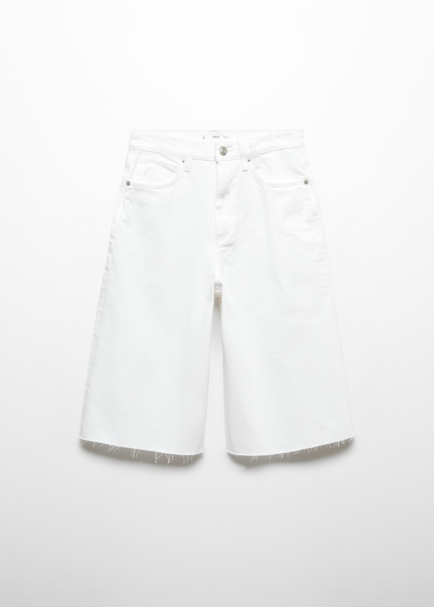 Denim bermuda shorts with frayed hem - Article without model