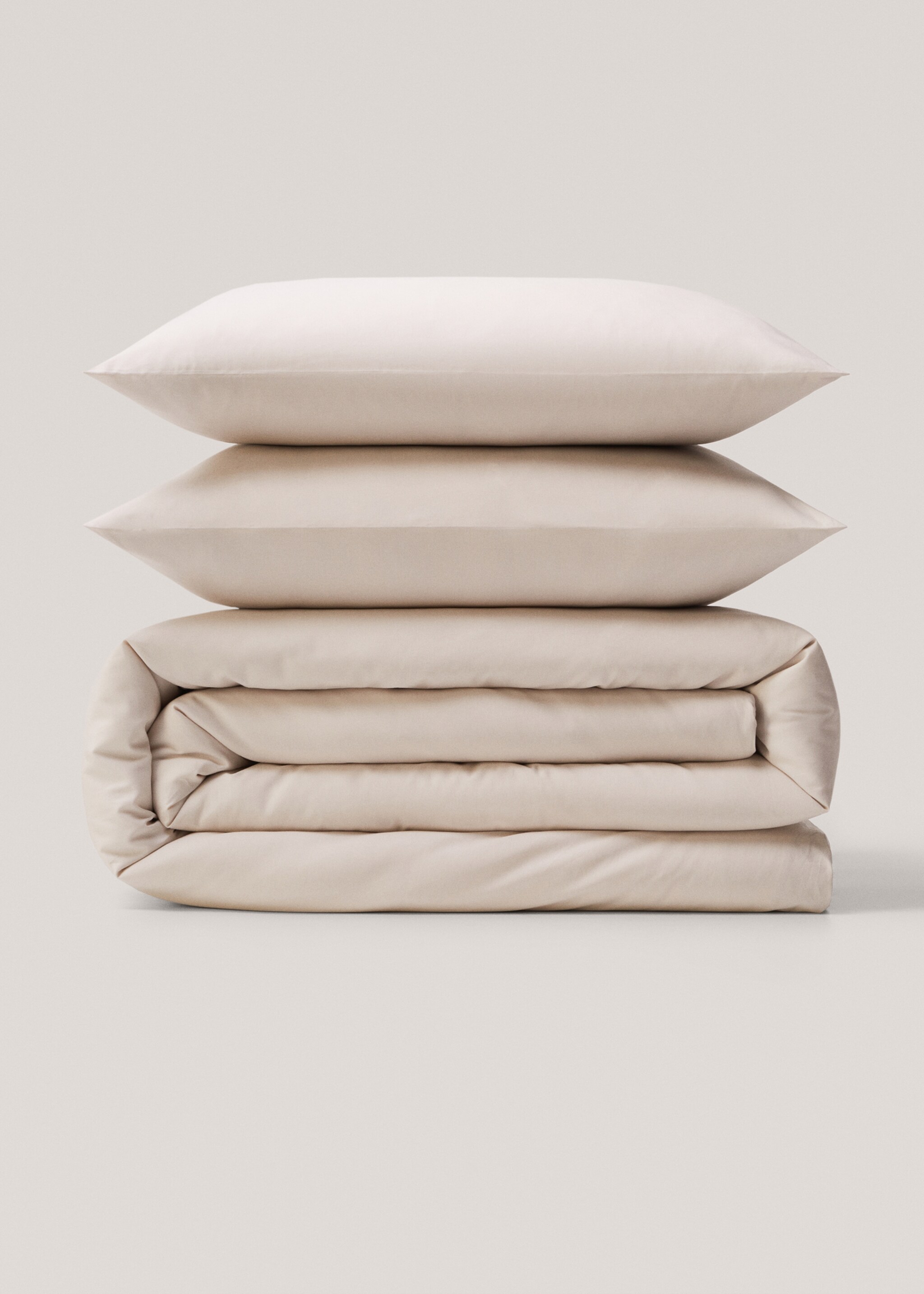 Cotton cushion cover (180 threads) 60x60cm (Pack of 2) - Article without model, Beige. Ref: 57024440-00.