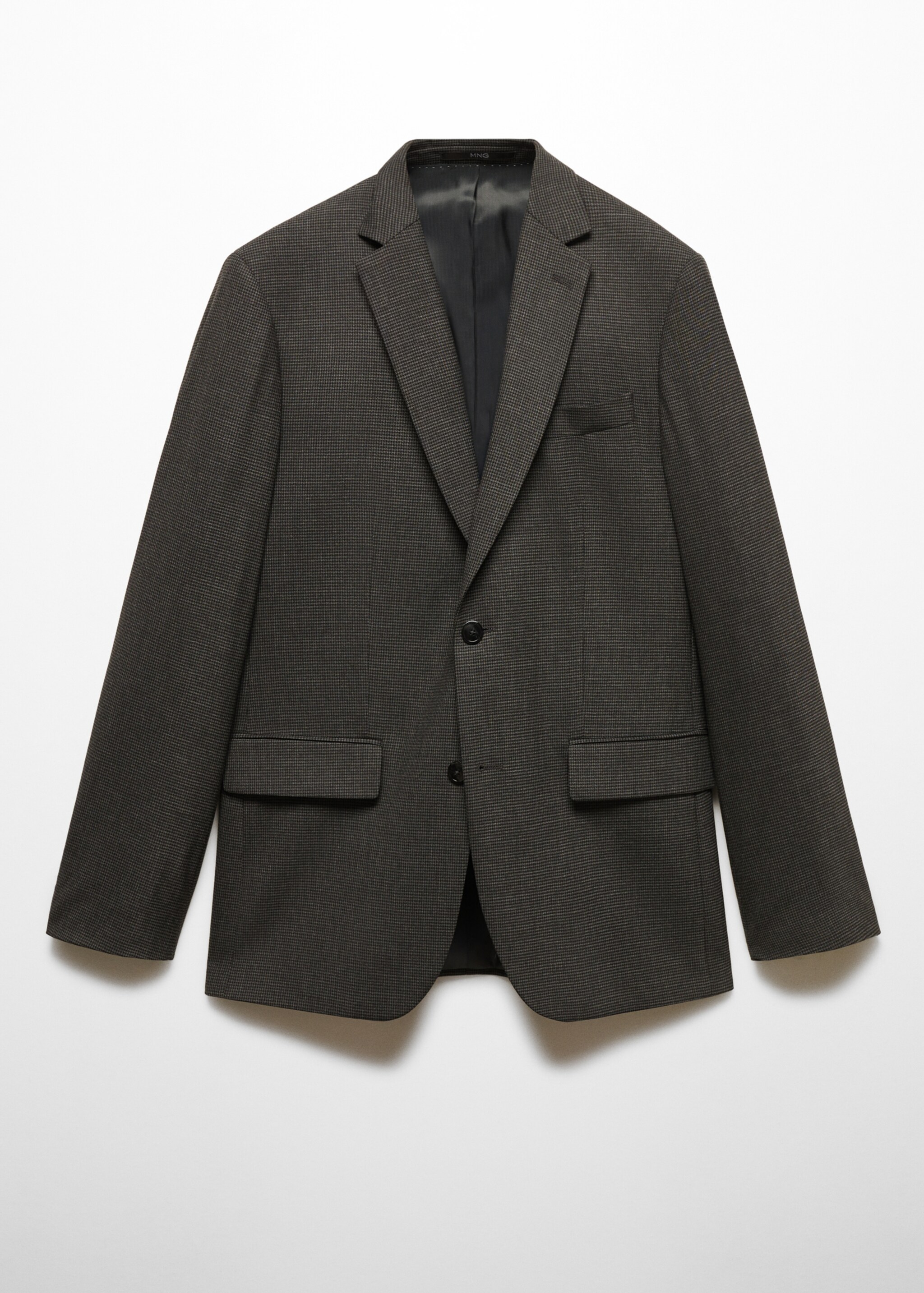 Blazer de fato de lã slim fit de pied-de-poule - Artigo sem modelo