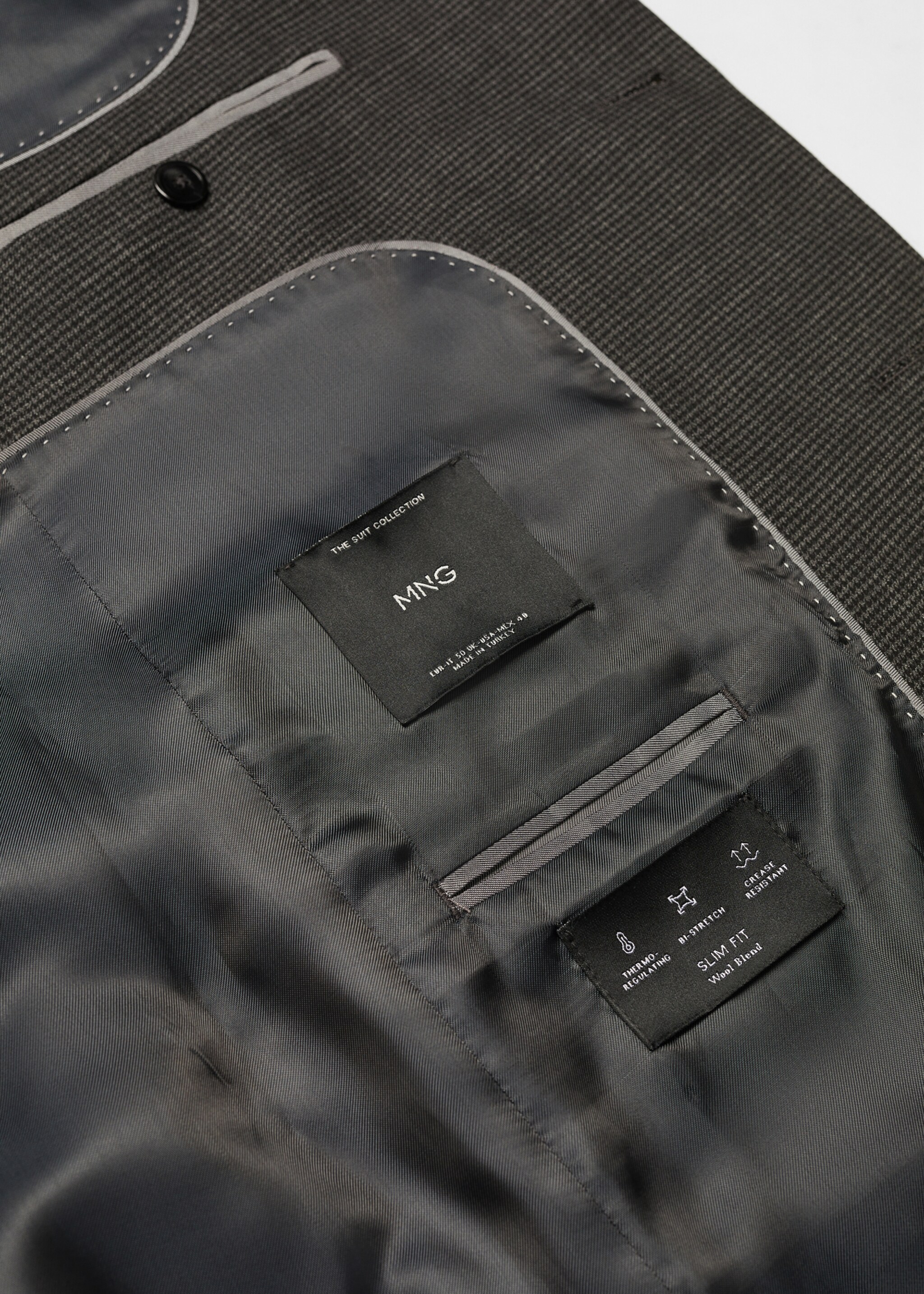 Blazer de fato de lã slim fit de pied-de-poule - Pormenor do artigo 8