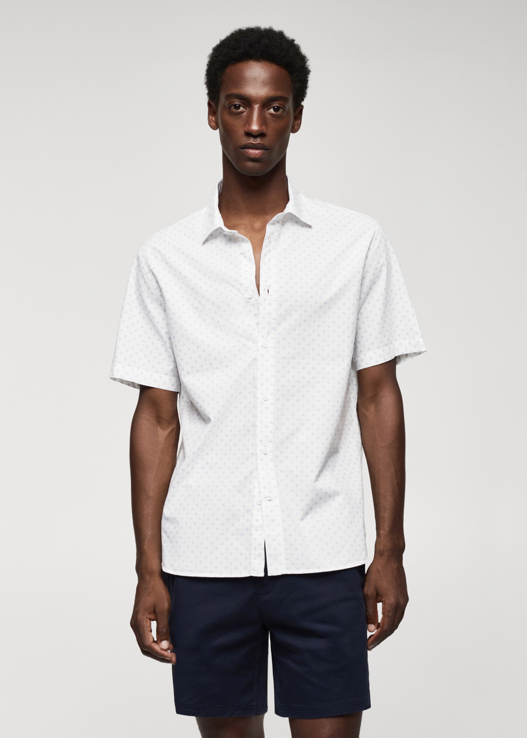 Chemise 100 % coton manches courtes en micro-imprimé - Plan moyen