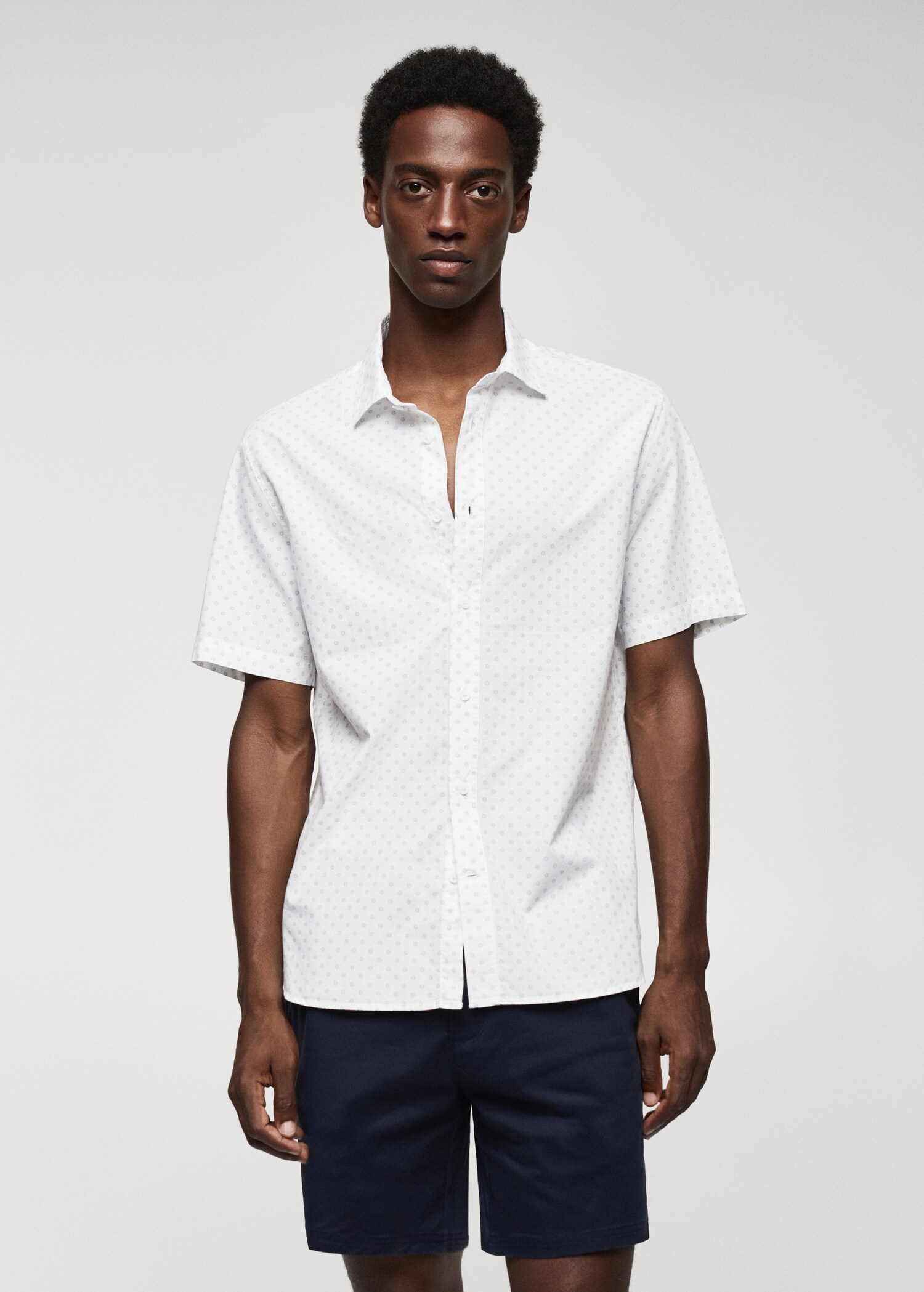 100% cotton short-sleeved mirco-patterned shirt - Medium plane