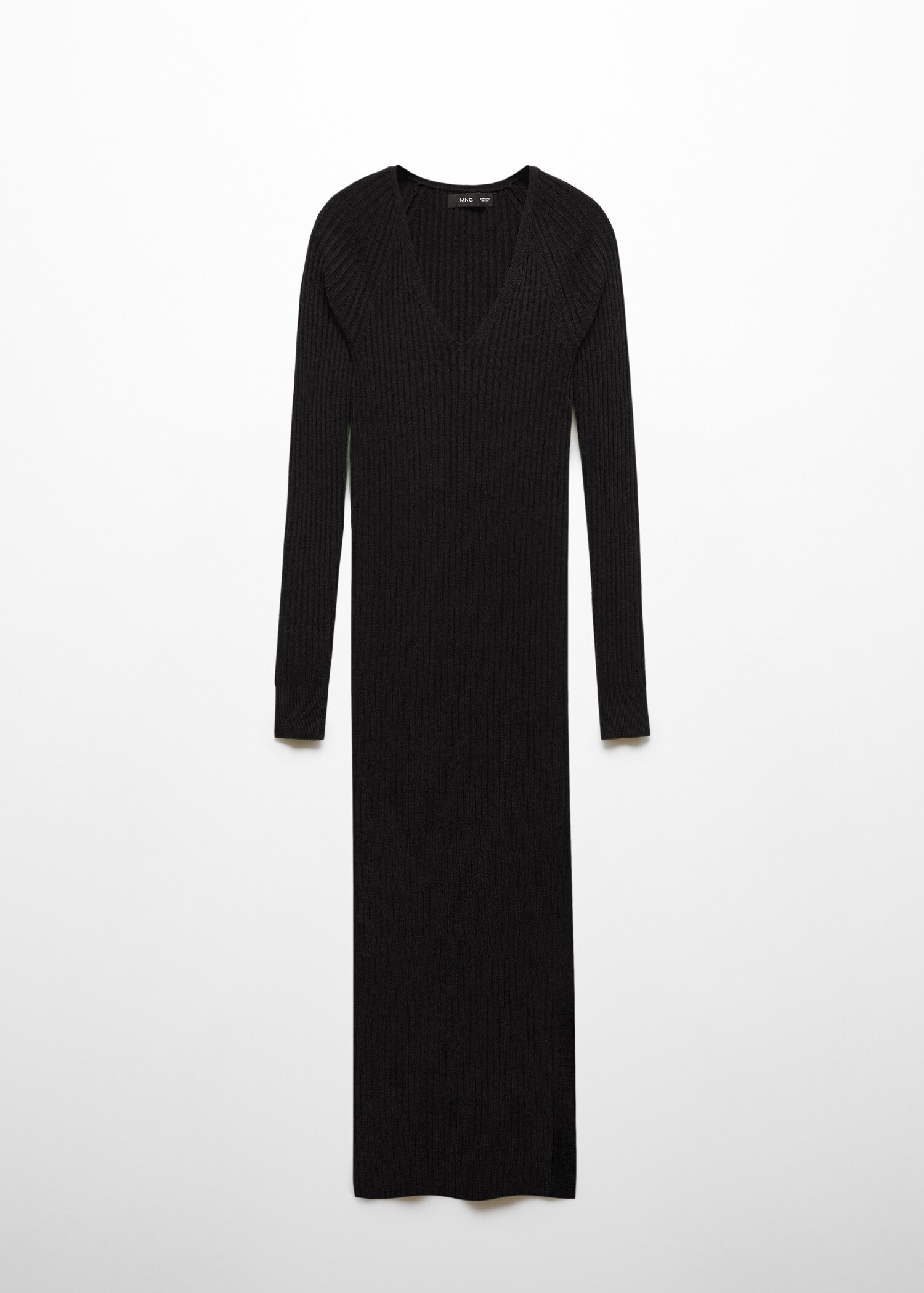 Robe maille côtelée col V - Article sans modèle